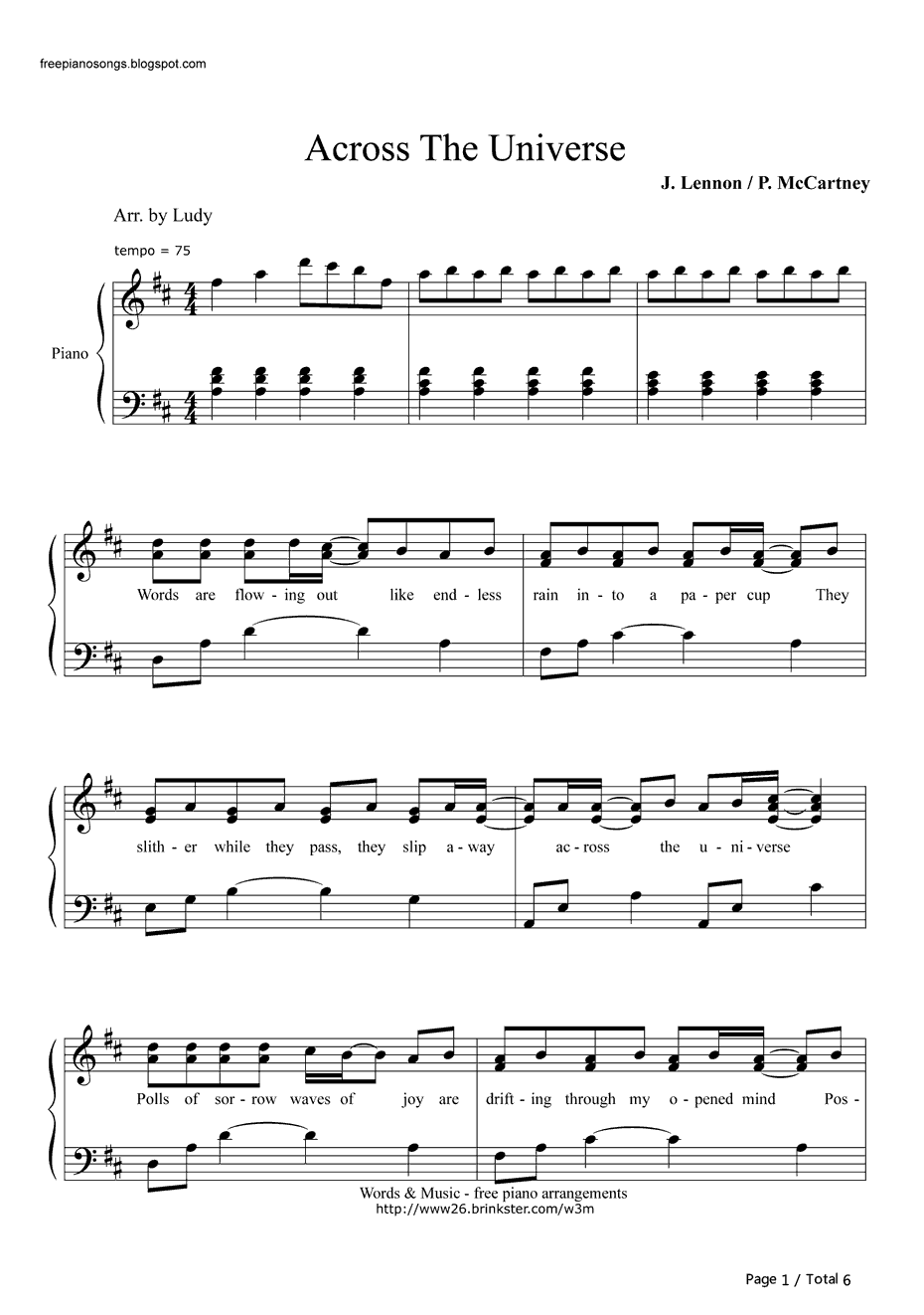 AcrosstheUniverse钢琴谱-TheBeatles1