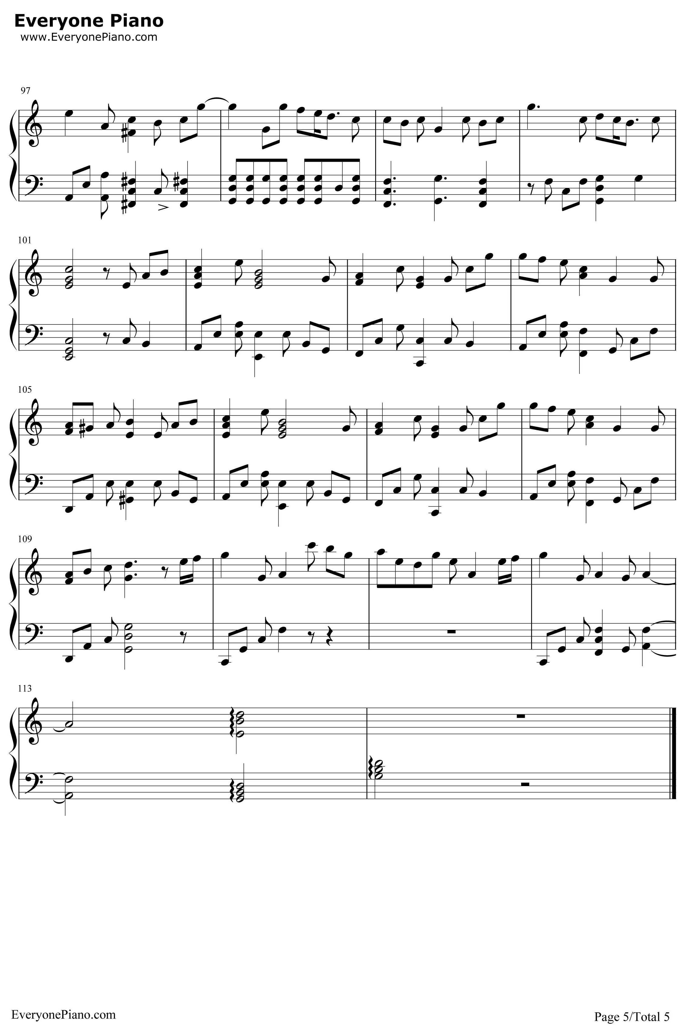 果てない空钢琴谱-岚-打工仔买房记主题曲5