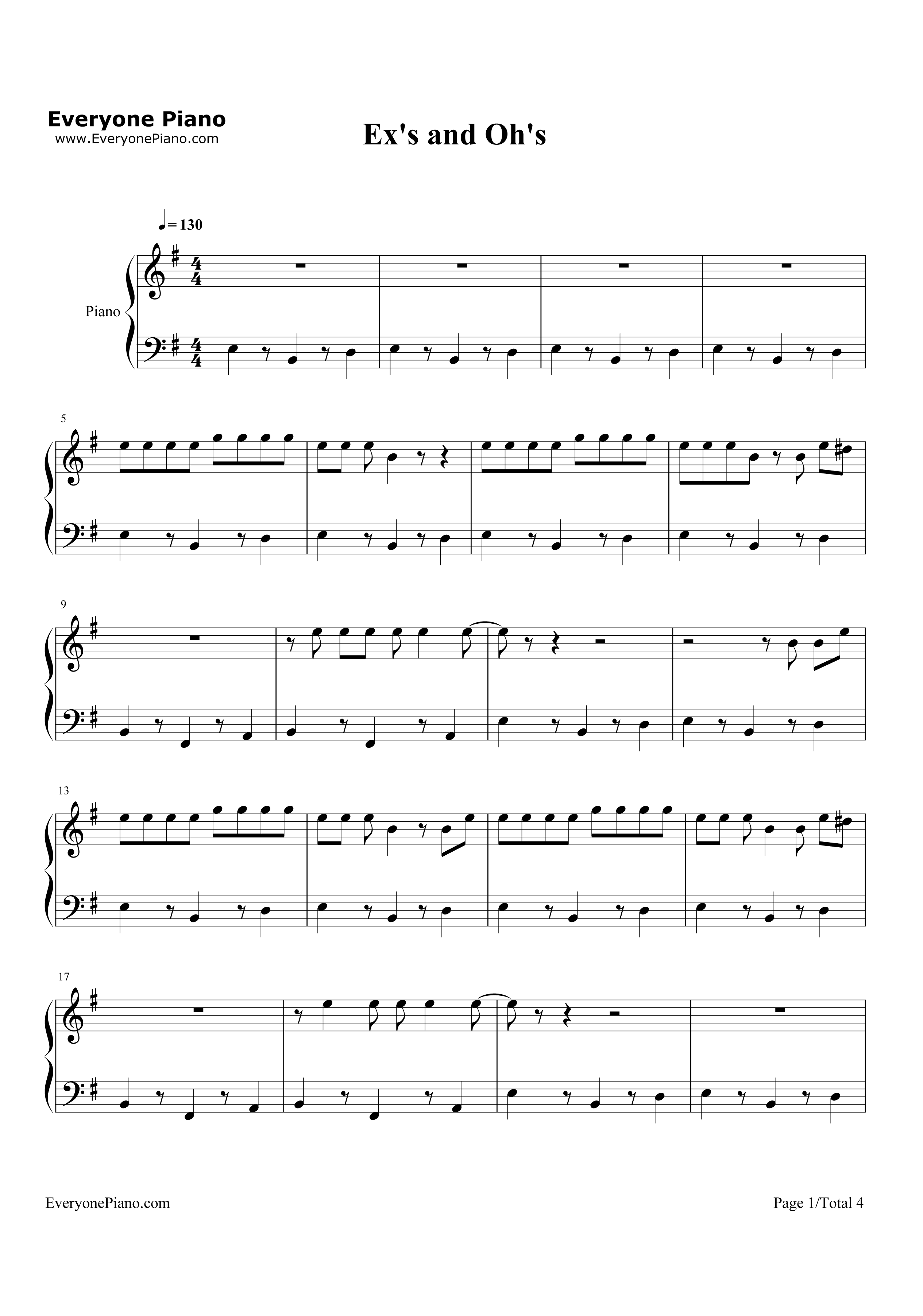Ex's & Oh's钢琴谱-Elle King1