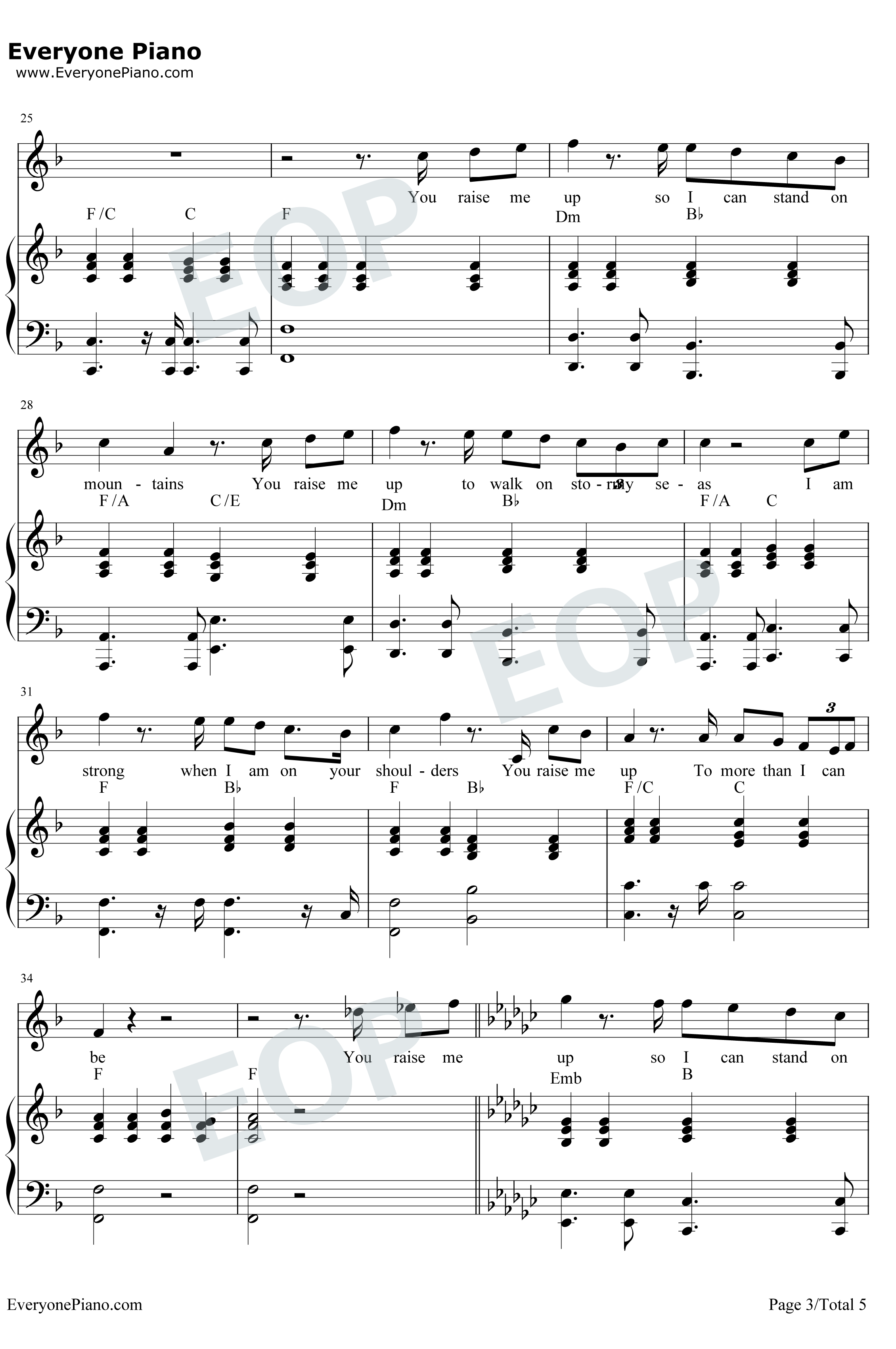 You Raise Me Up钢琴谱-Westlife3