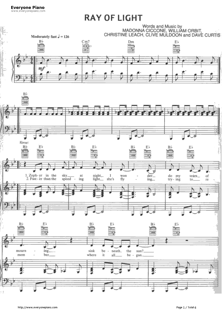 Ray of Light钢琴谱-Madonna1