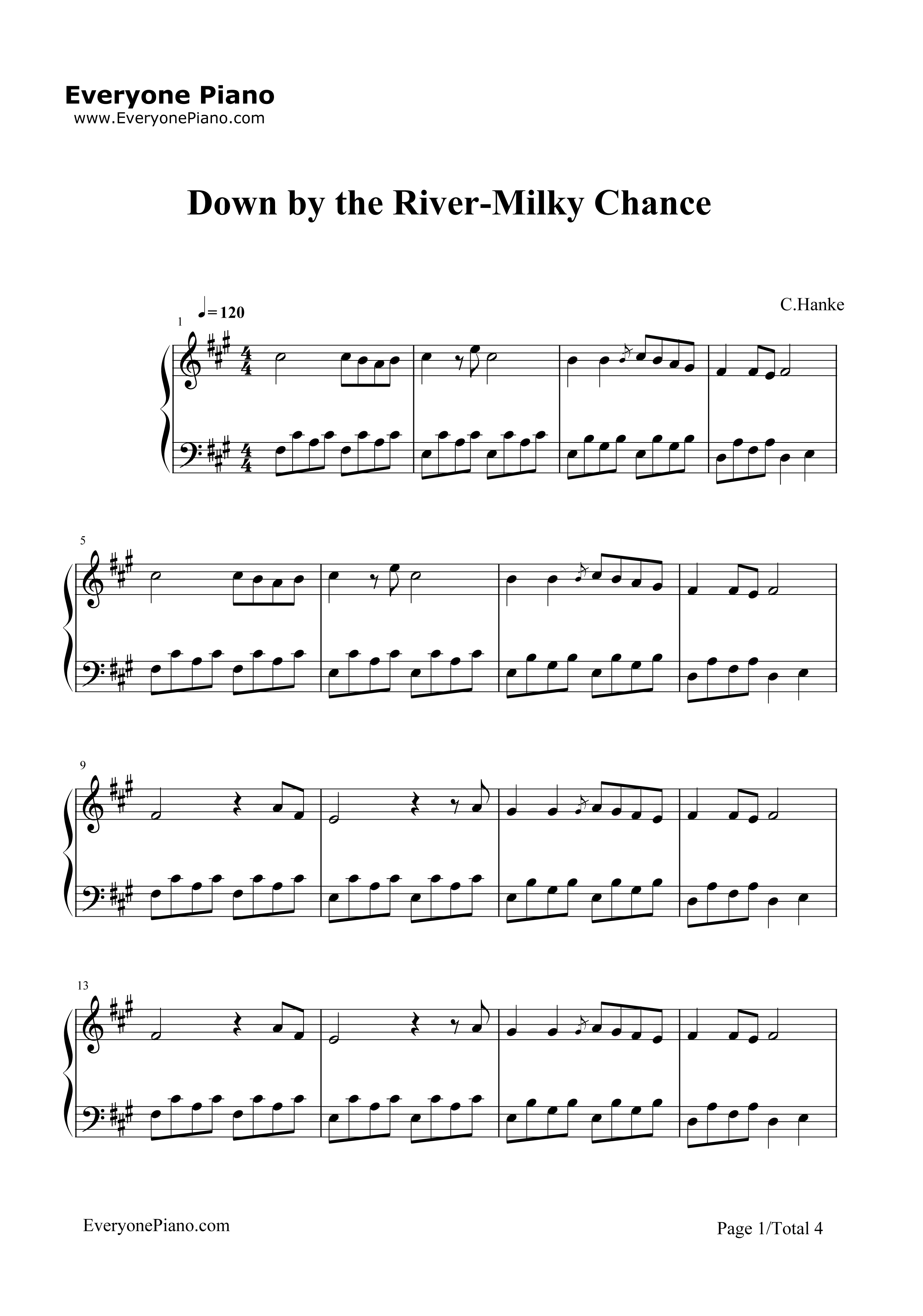 Down by the River钢琴谱-Milky Chance1