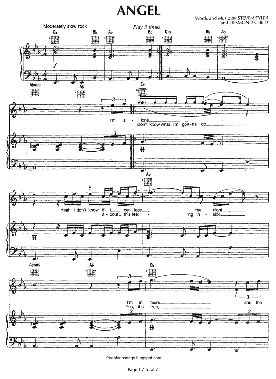 Angel钢琴谱-Aerosmith1