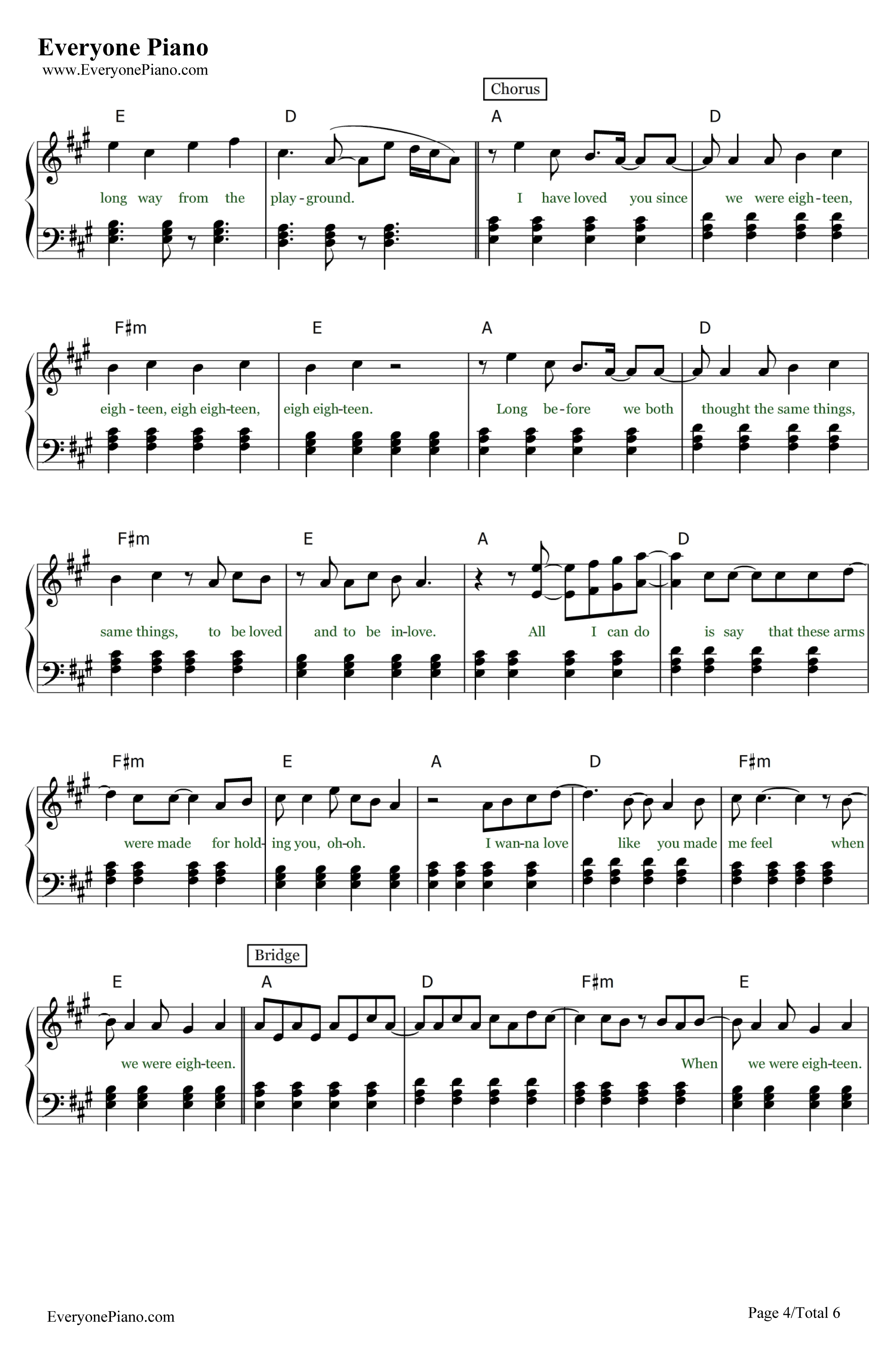 18钢琴谱-OneDirection4