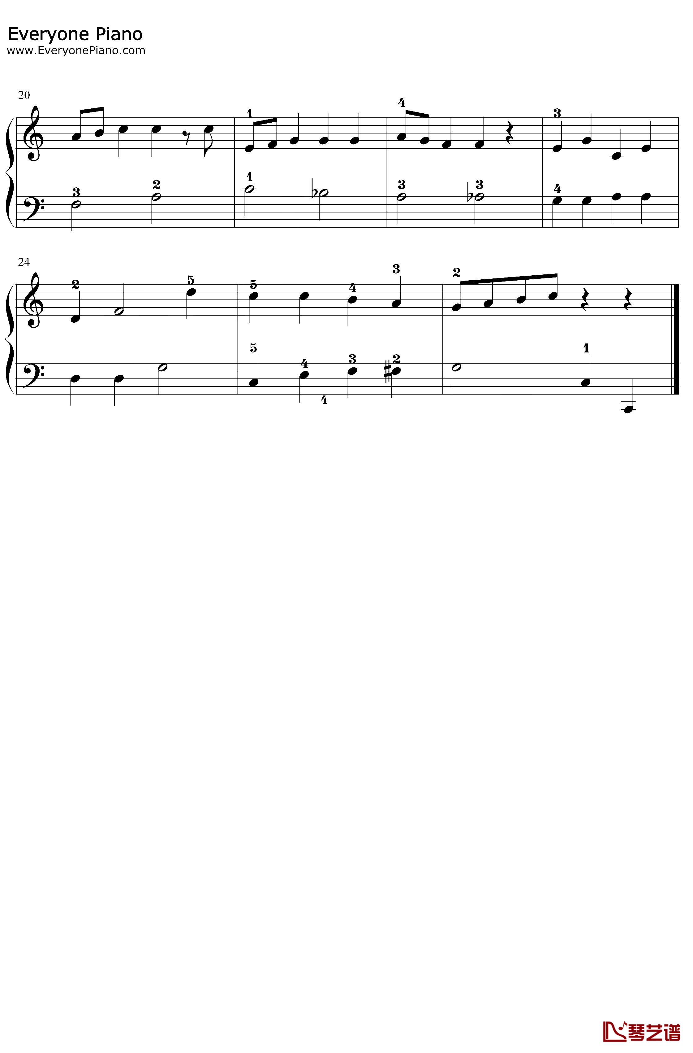 Santa ClausIs Comin to Town钢琴谱-J.FredCootsHavenGillespie-C调简单版-带指法-圣诞歌曲2