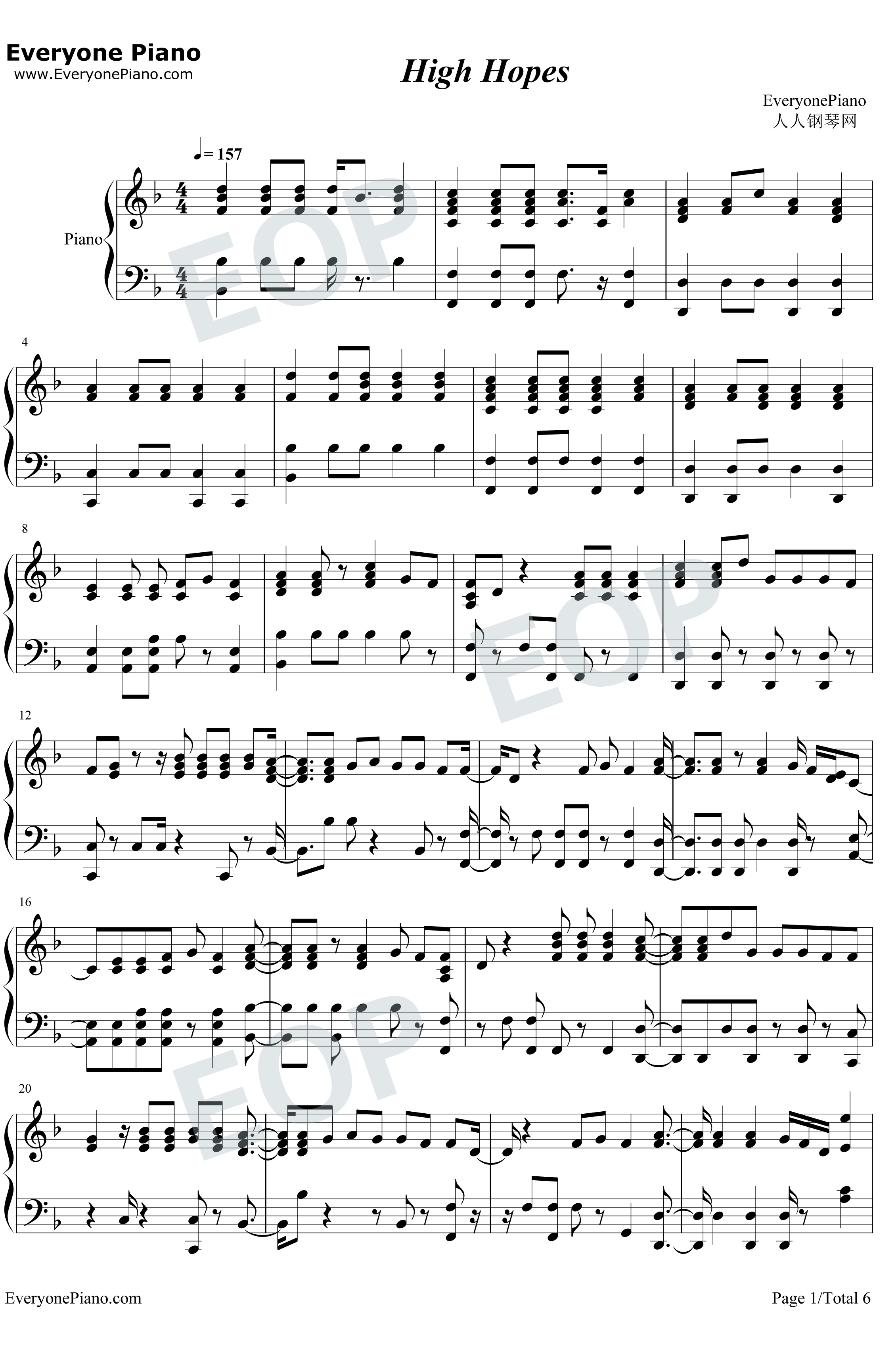 High Hopes钢琴谱-Panic! at the Disco1