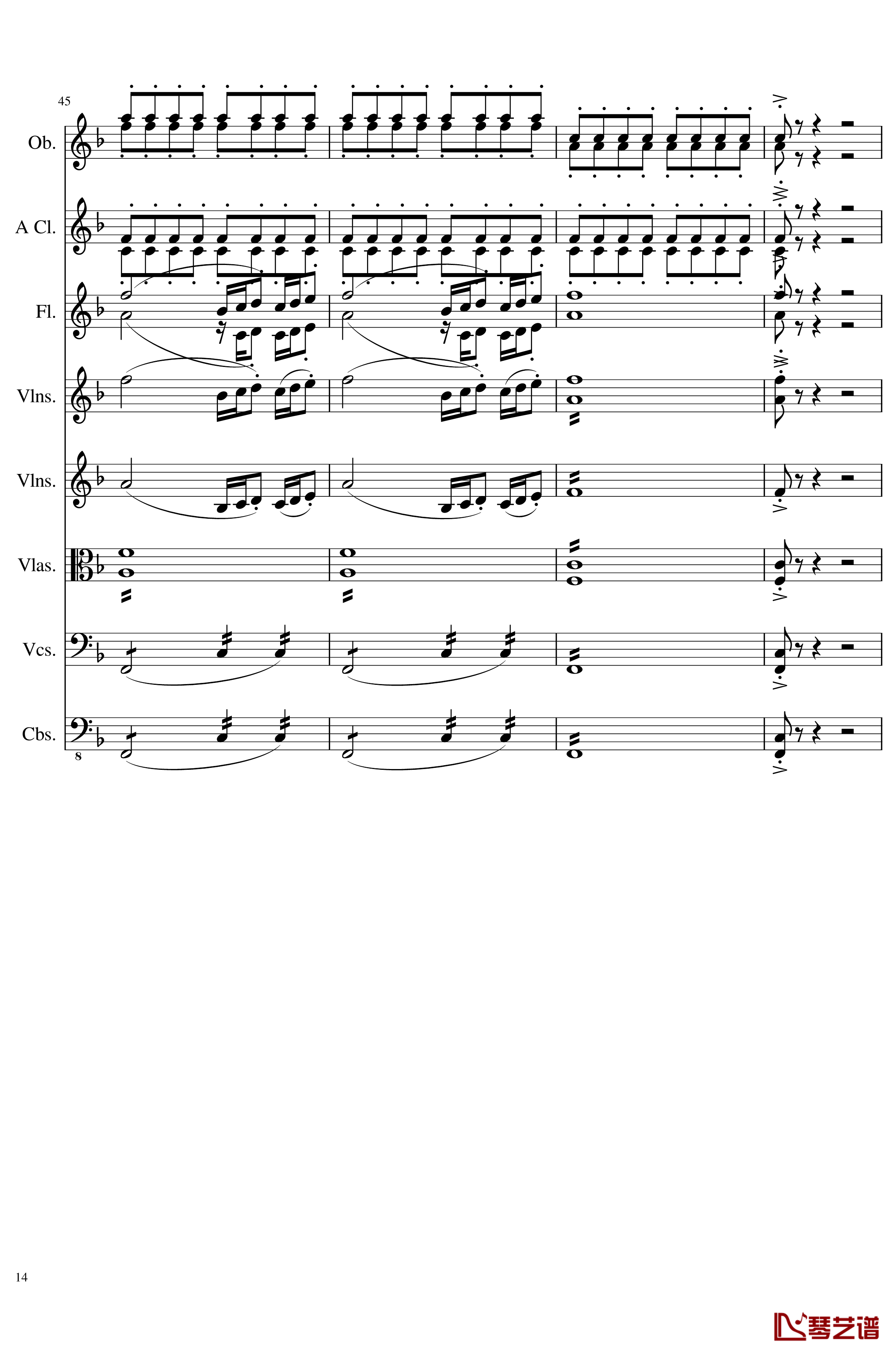Sonata for strings,Oboes,Clinests and flutes, Op.84钢琴谱-一个球14