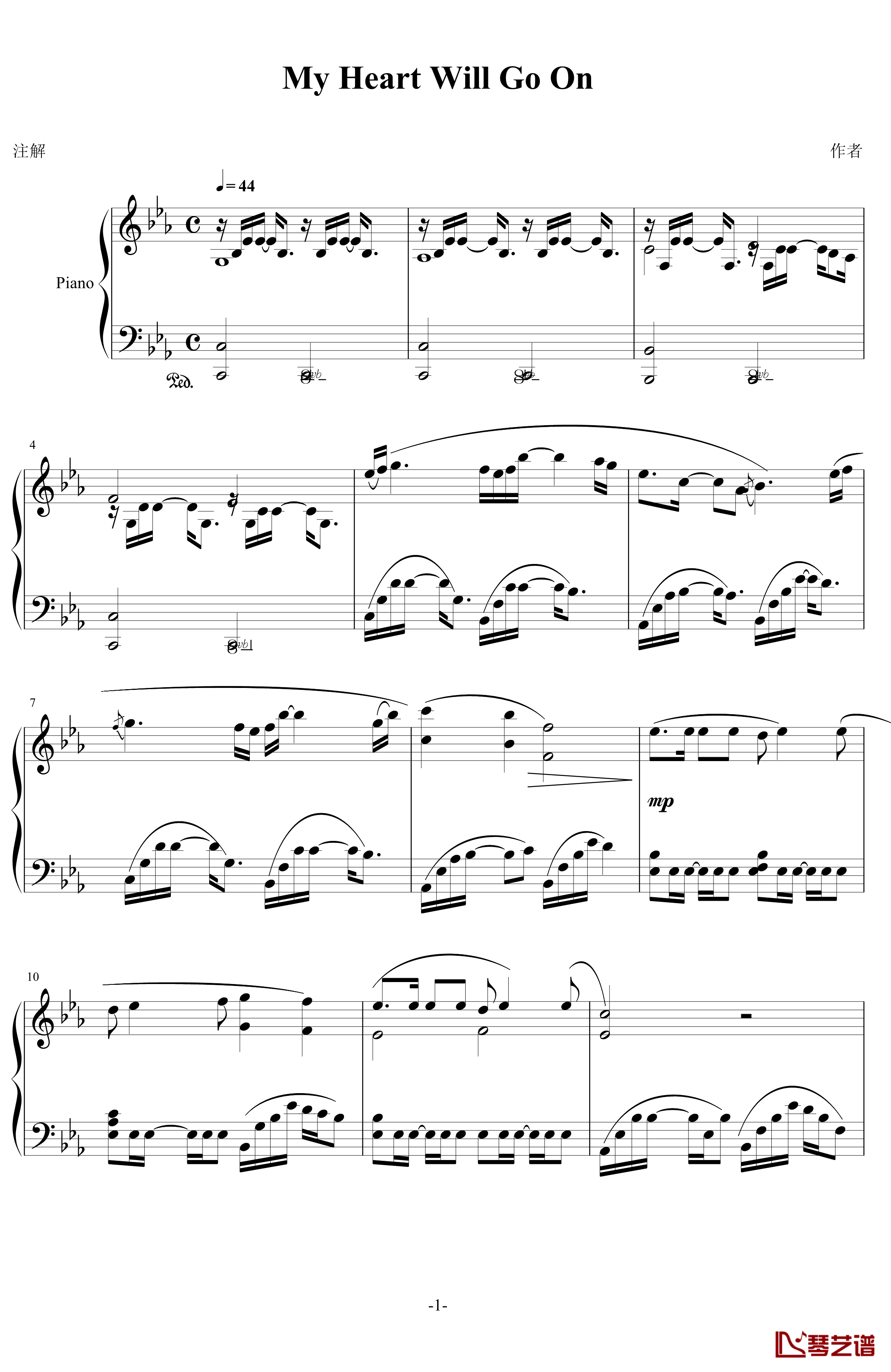 my heart will go on钢琴谱-华丽版-Celine Dion1
