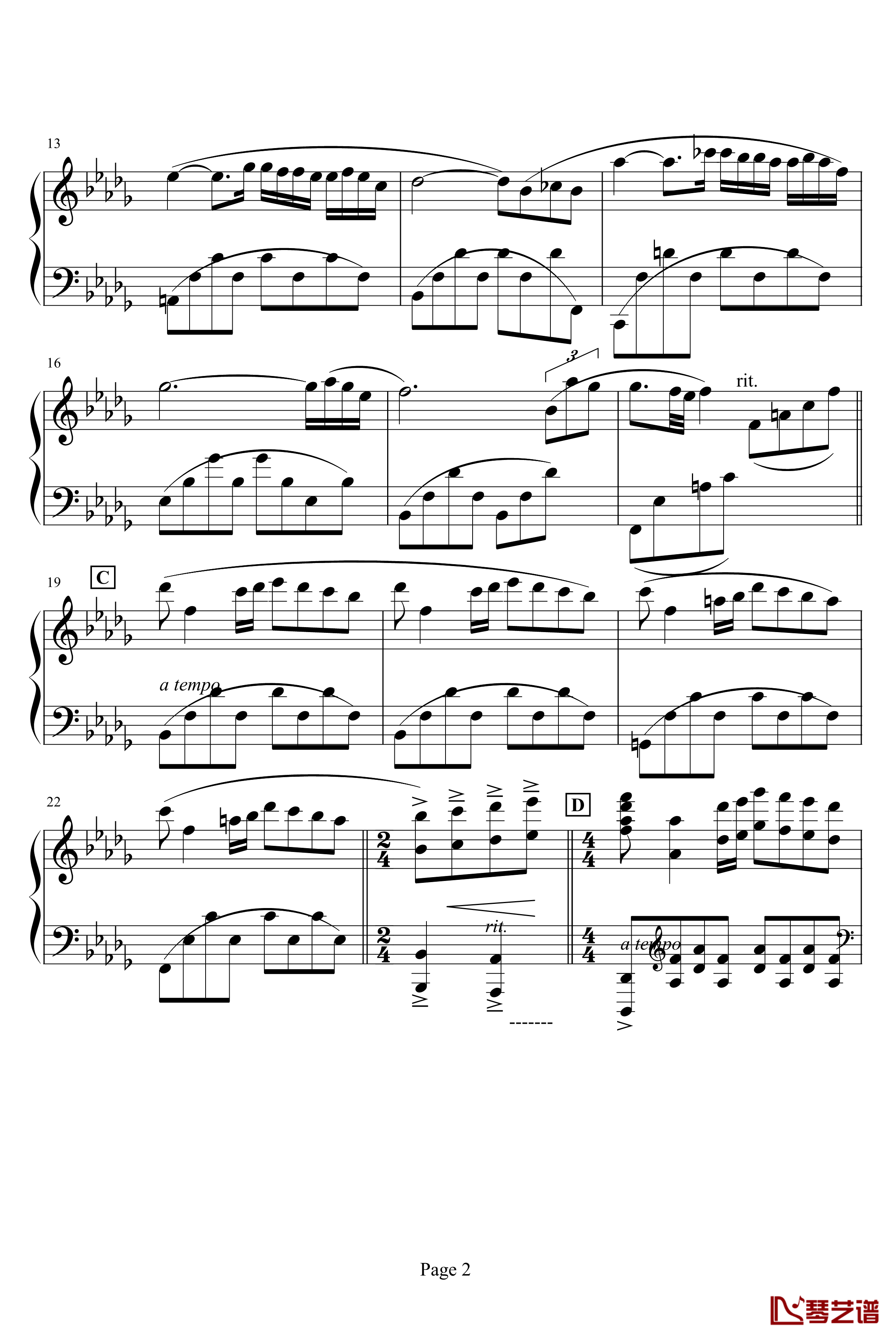 秋日私语钢琴谱-绝望メ前奏曲-克莱德曼2