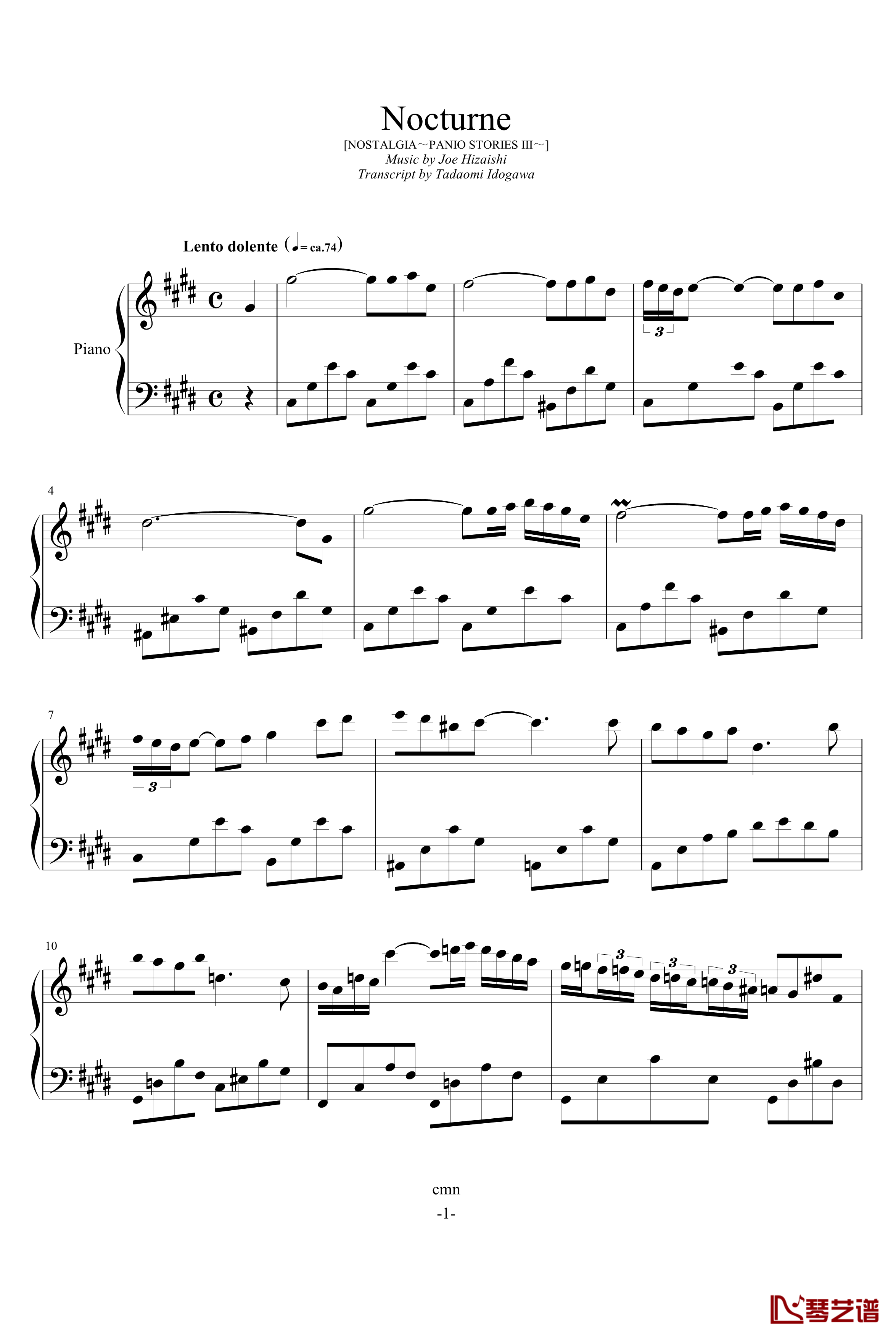 08.Nocturne_Joe HISAISHI钢琴谱-久石让1