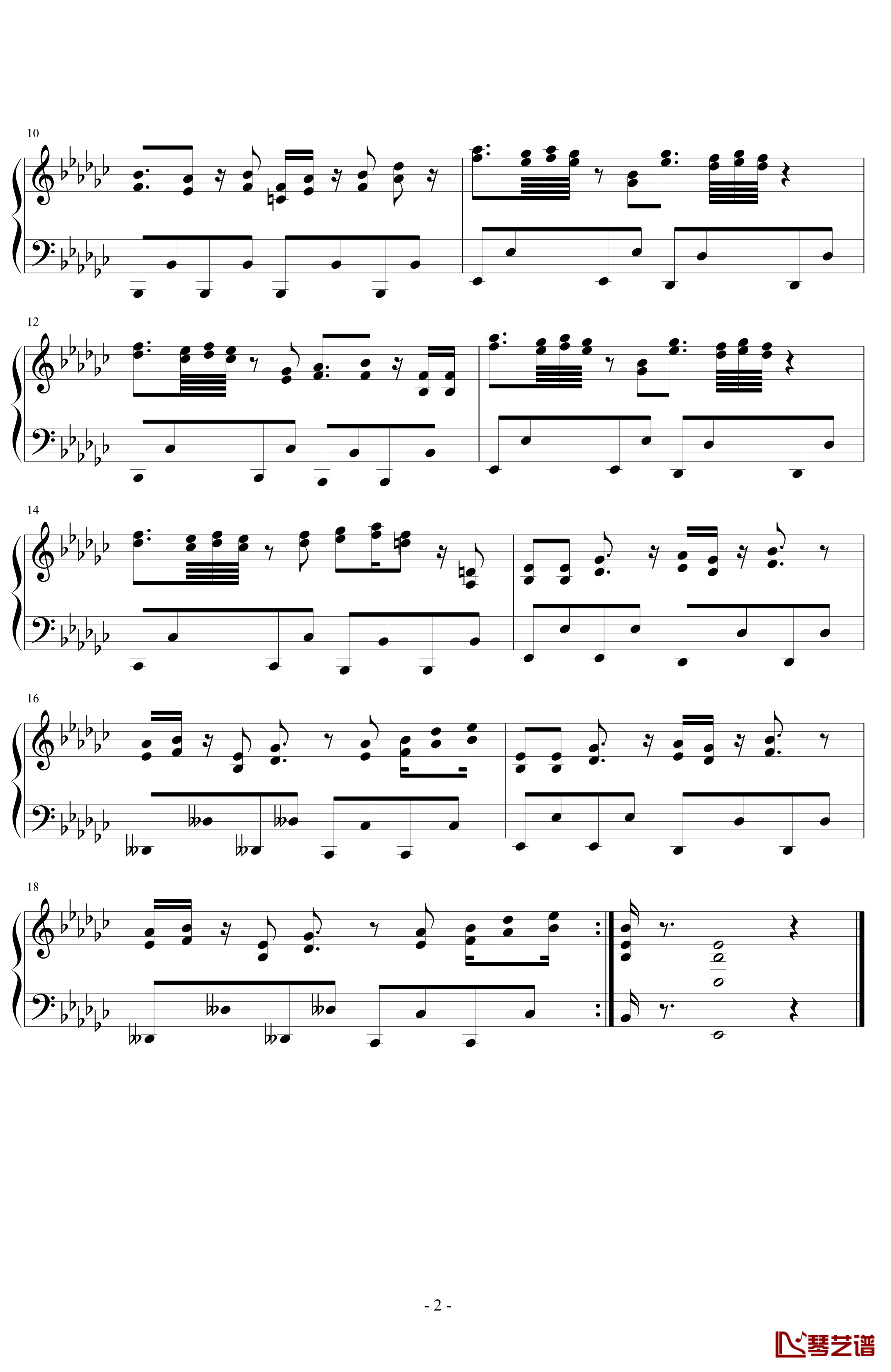 空中魂斗罗钢琴谱-游戏-Final Stage2