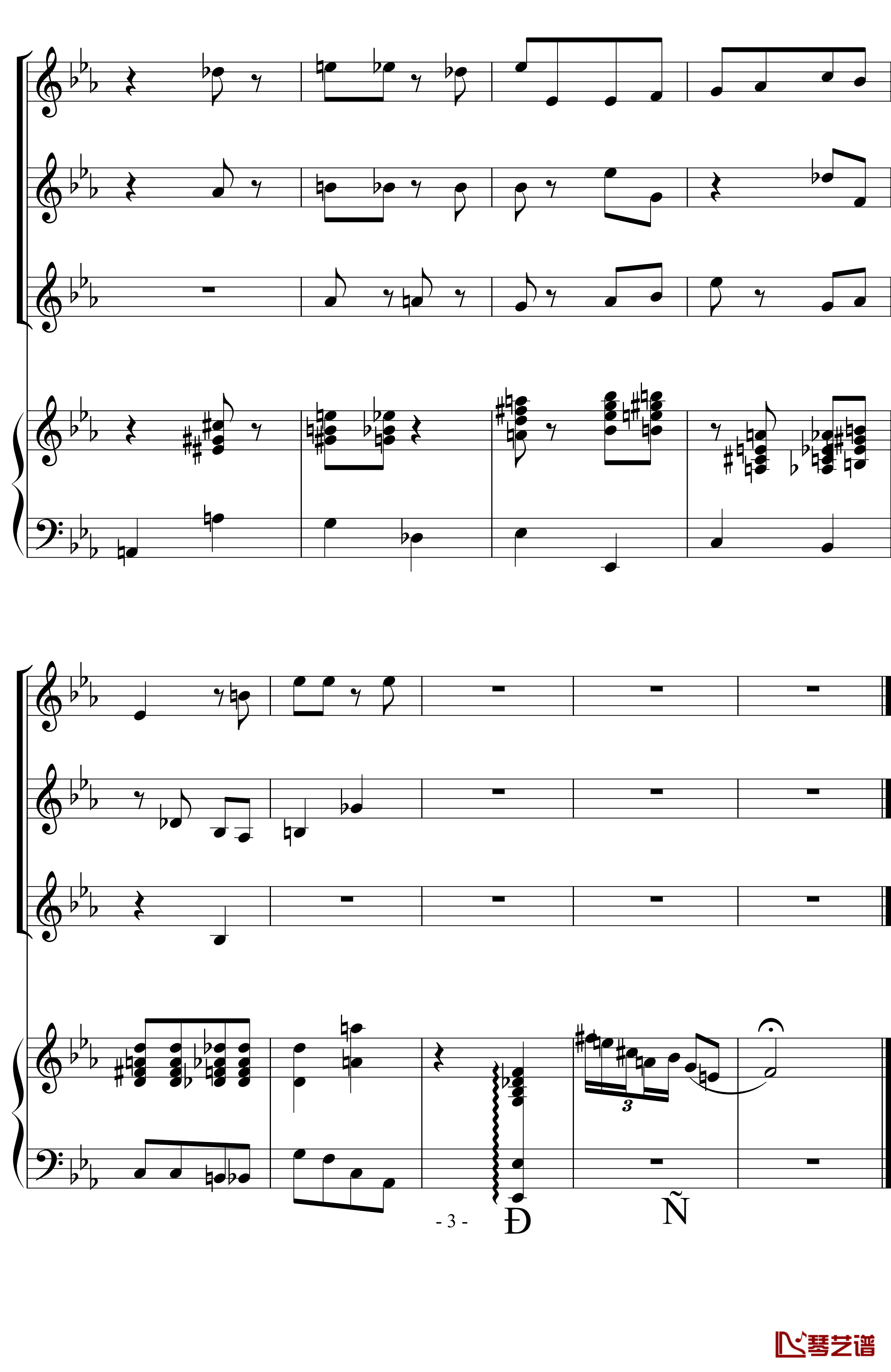 BACH变奏曲钢琴谱 第三变奏-流行追梦人3
