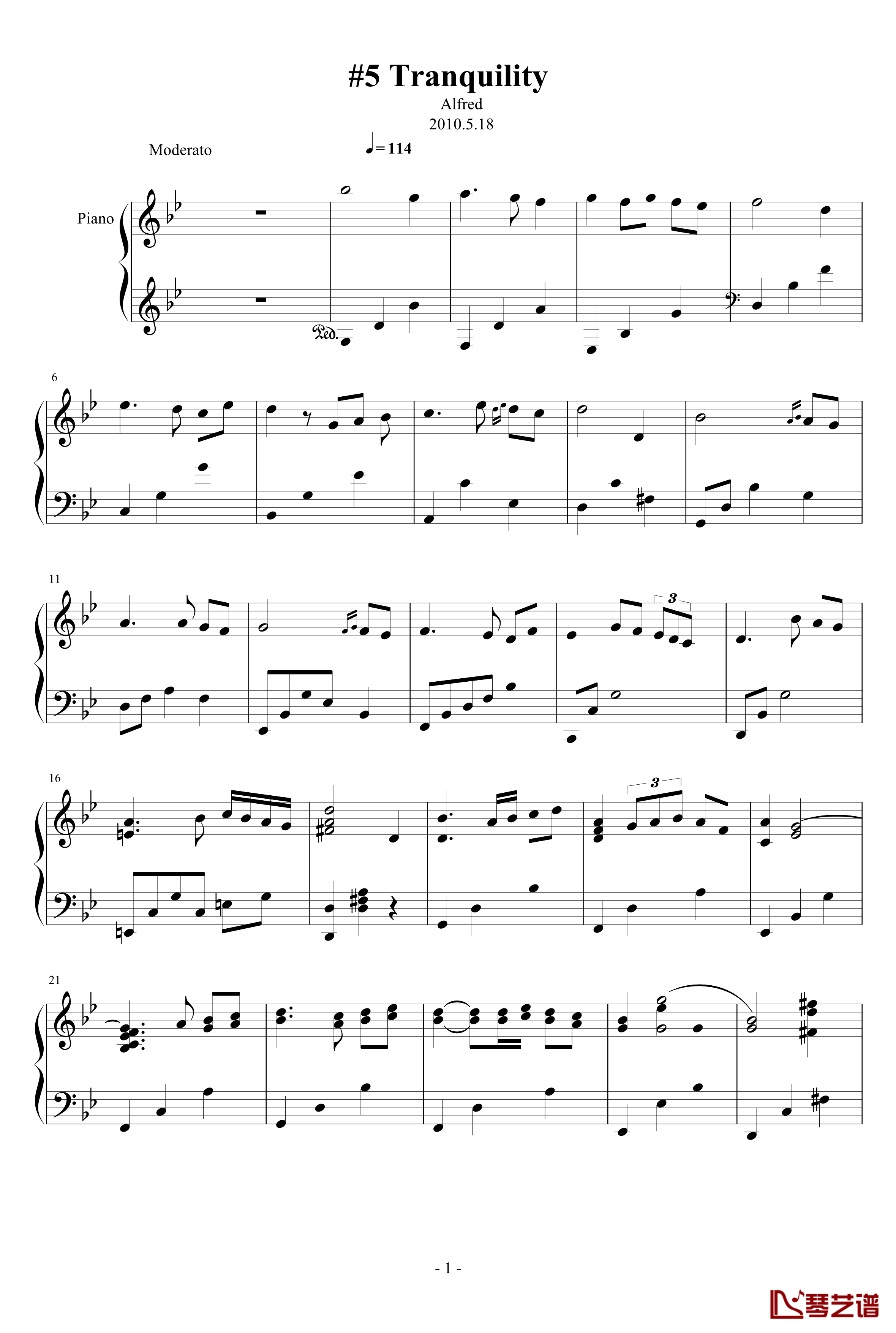 5 Nocturn Tranquility钢琴谱-AlfredAria1