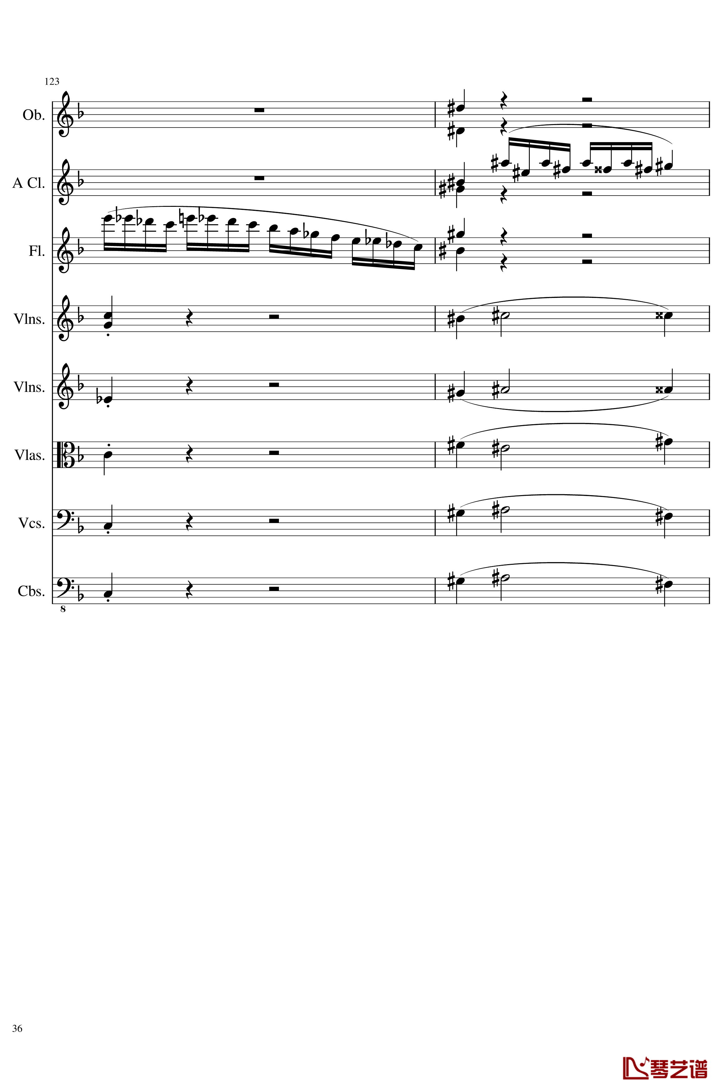 Sonata for strings,Oboes,Clinests and flutes, Op.84钢琴谱-一个球36