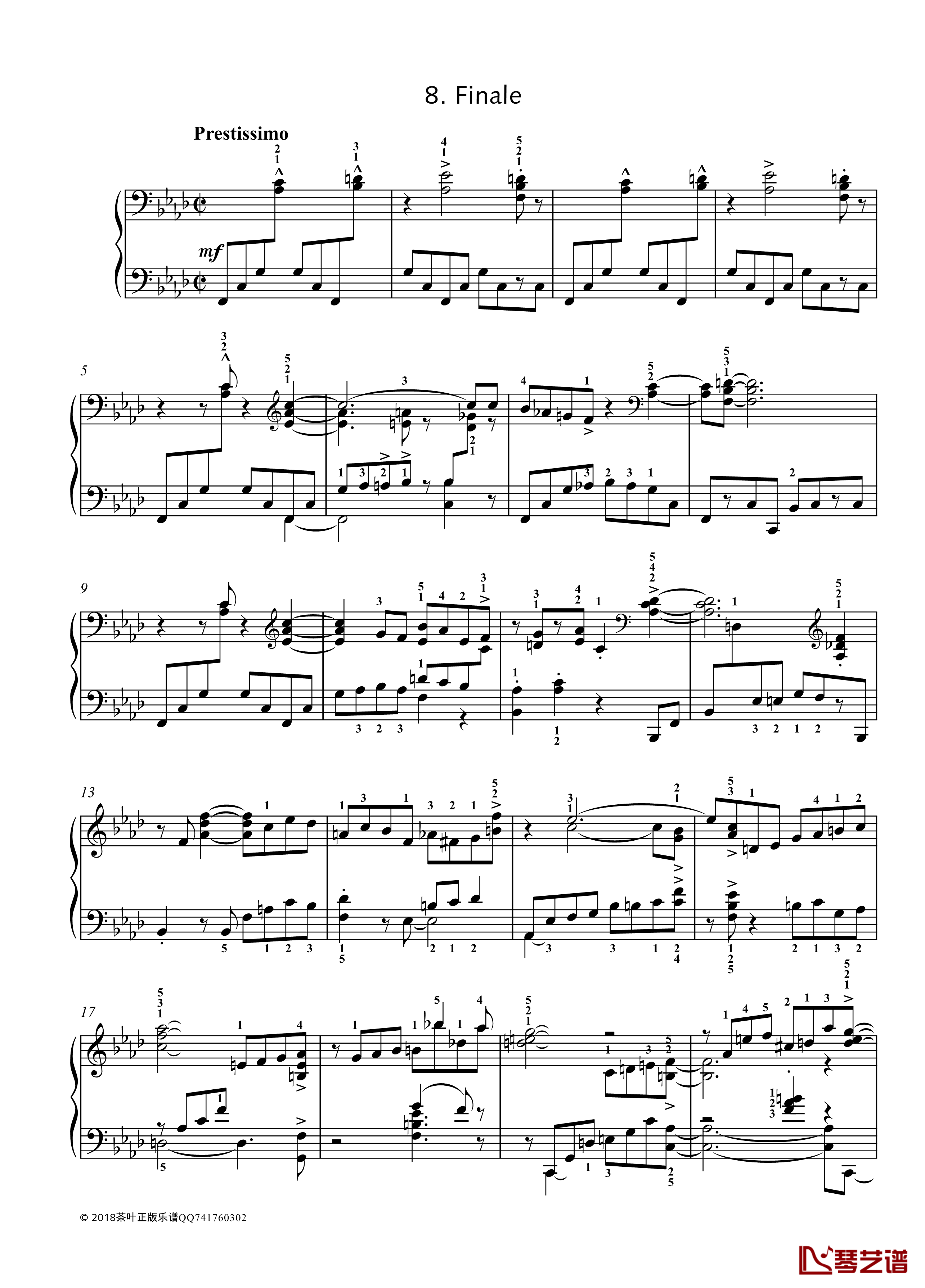 8. Final钢琴谱-带指法-八首音乐会练习曲 Eight Concert ?tudes Op 40 - No. -爵士-尼古拉·凯帕斯汀1