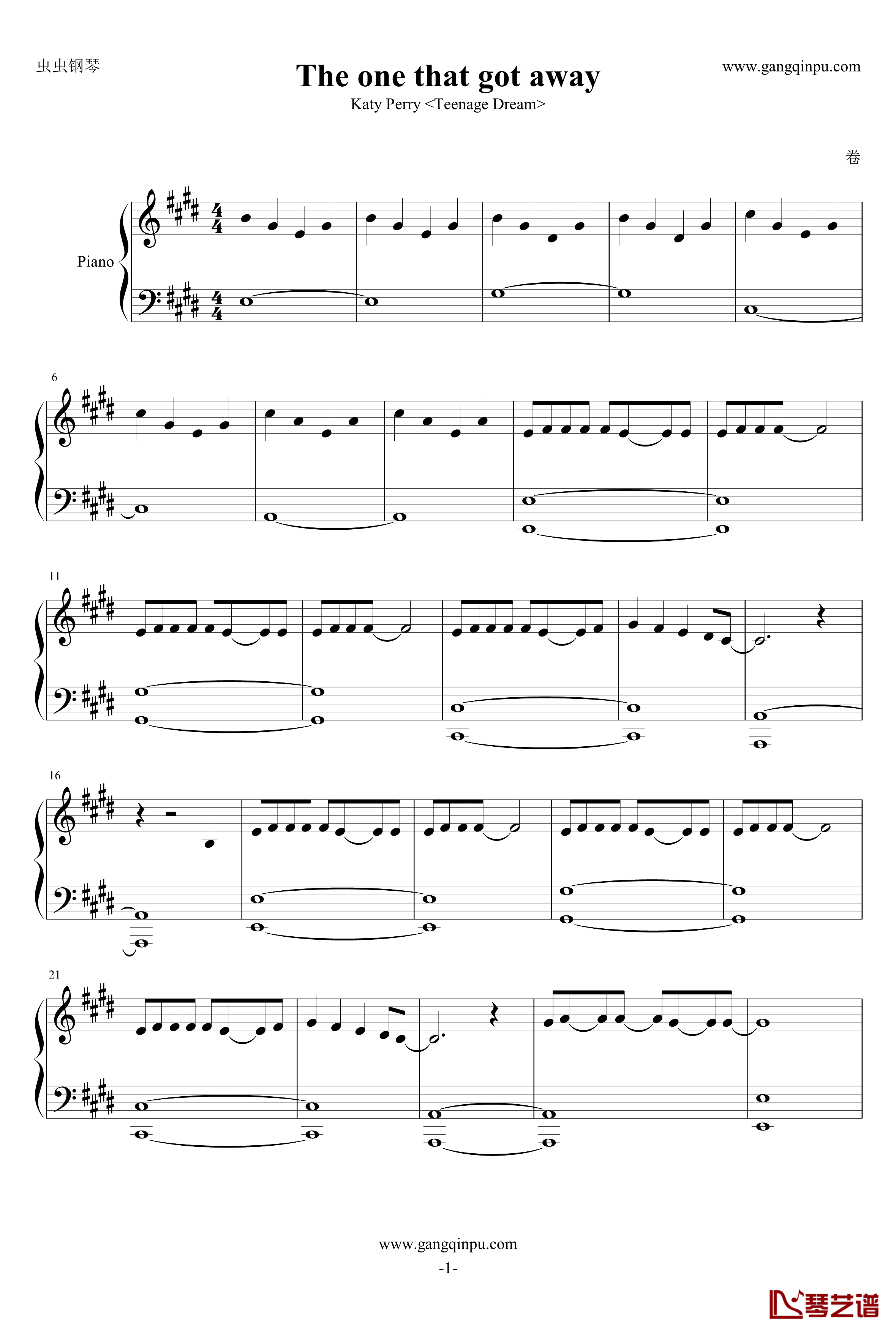 the one that got away钢琴谱-Katy Perry1