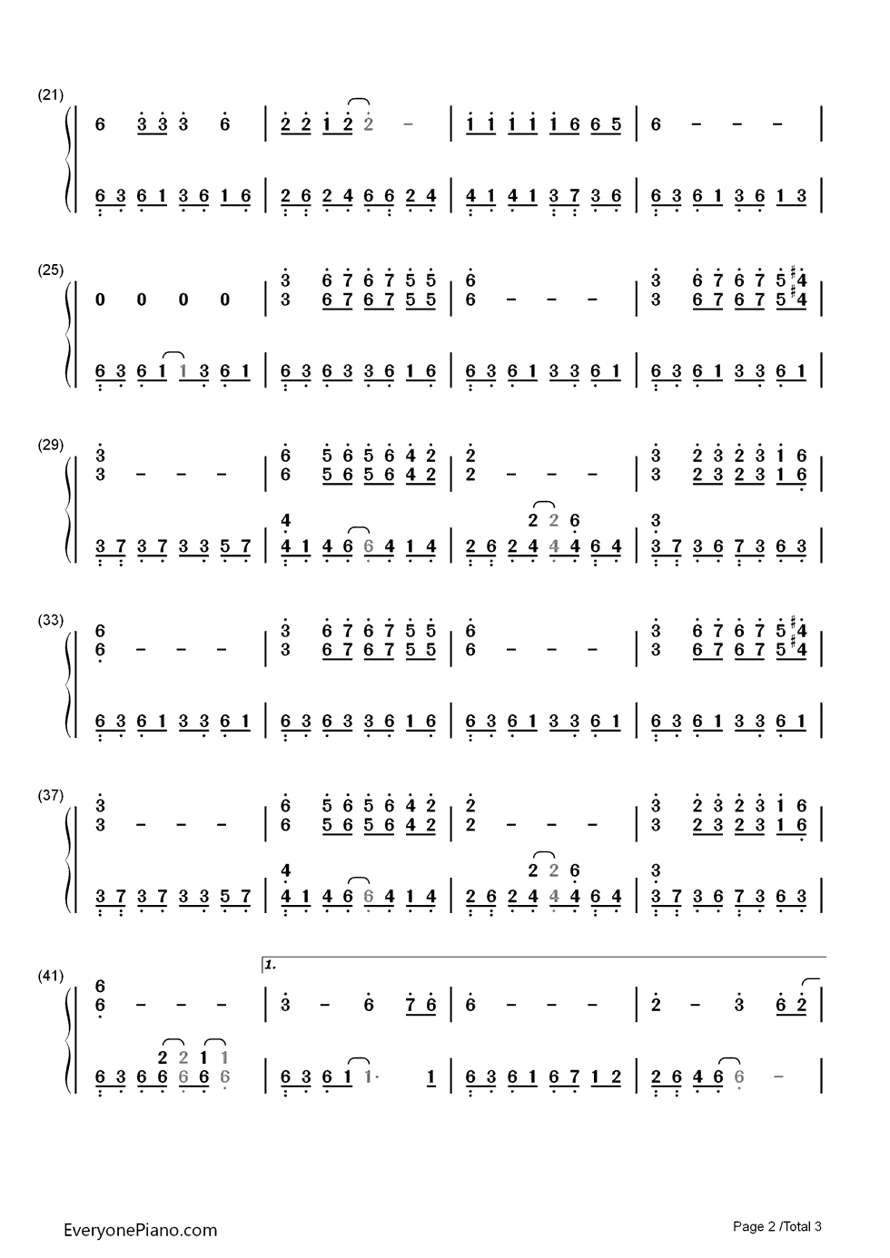 家乡钢琴简谱-数字双手-韩红2