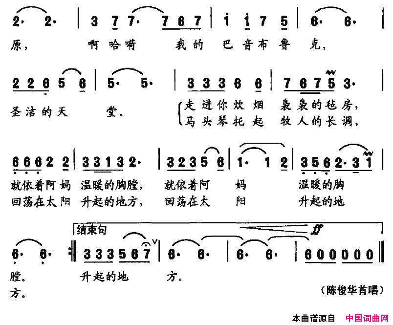梦中的草原刘麟词王志信曲简谱-陈俊华演唱-刘麟/王志信词曲1