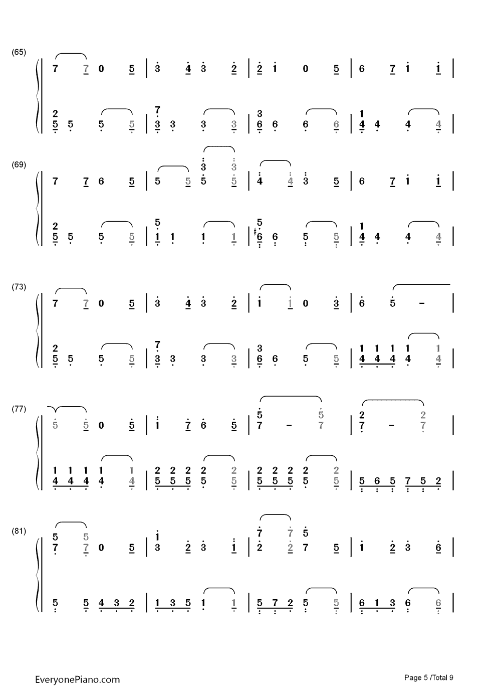 ノエルの夜钢琴简谱-数字双手-AKB485
