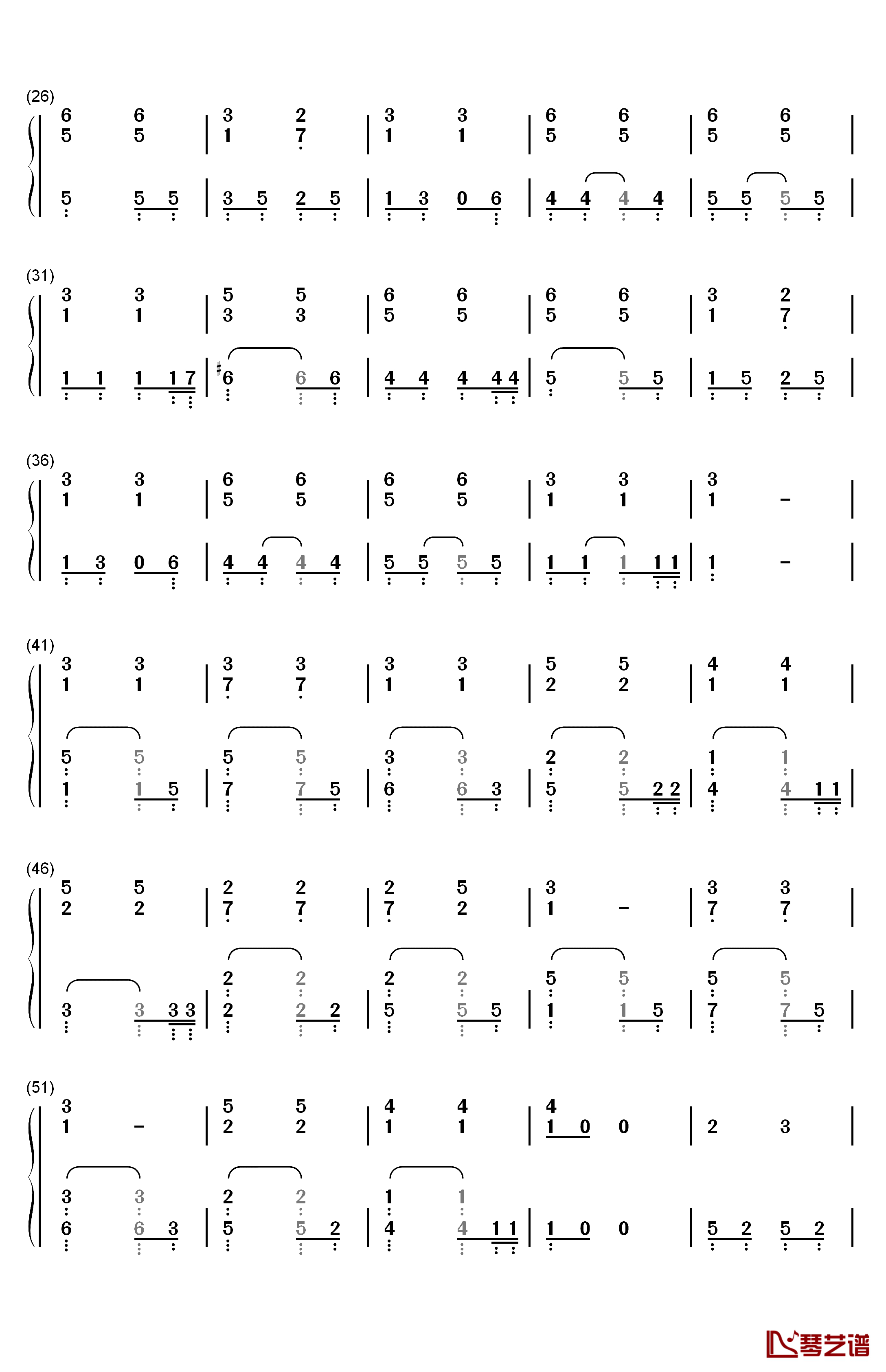 我的歌声里简易伴奏版钢琴简谱-数字双手-曲婉婷2