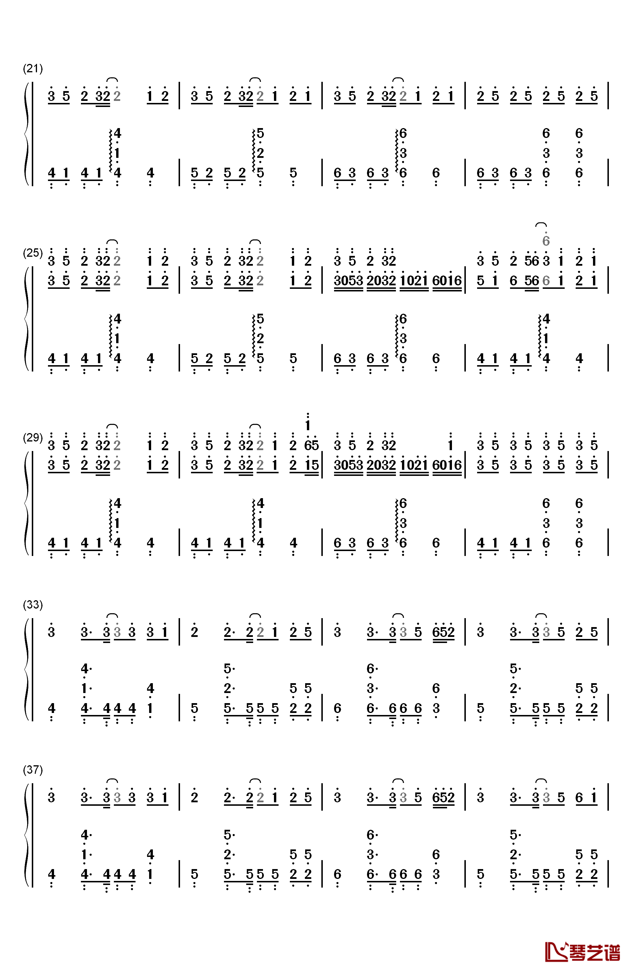 China钢琴简谱-数字双手-徐梦圆2