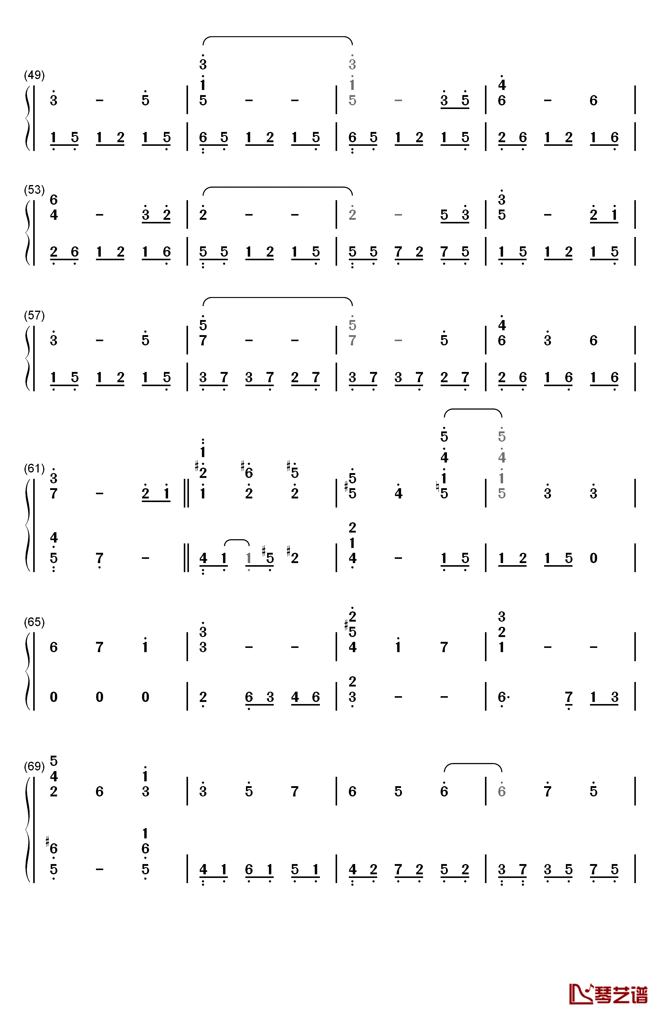 世界的约定钢琴简谱-数字双手-倍赏千恵子3