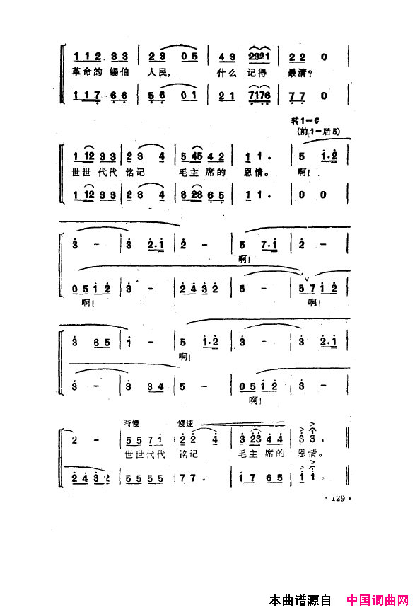 毛泽东之歌-红太阳歌曲集101-150简谱1