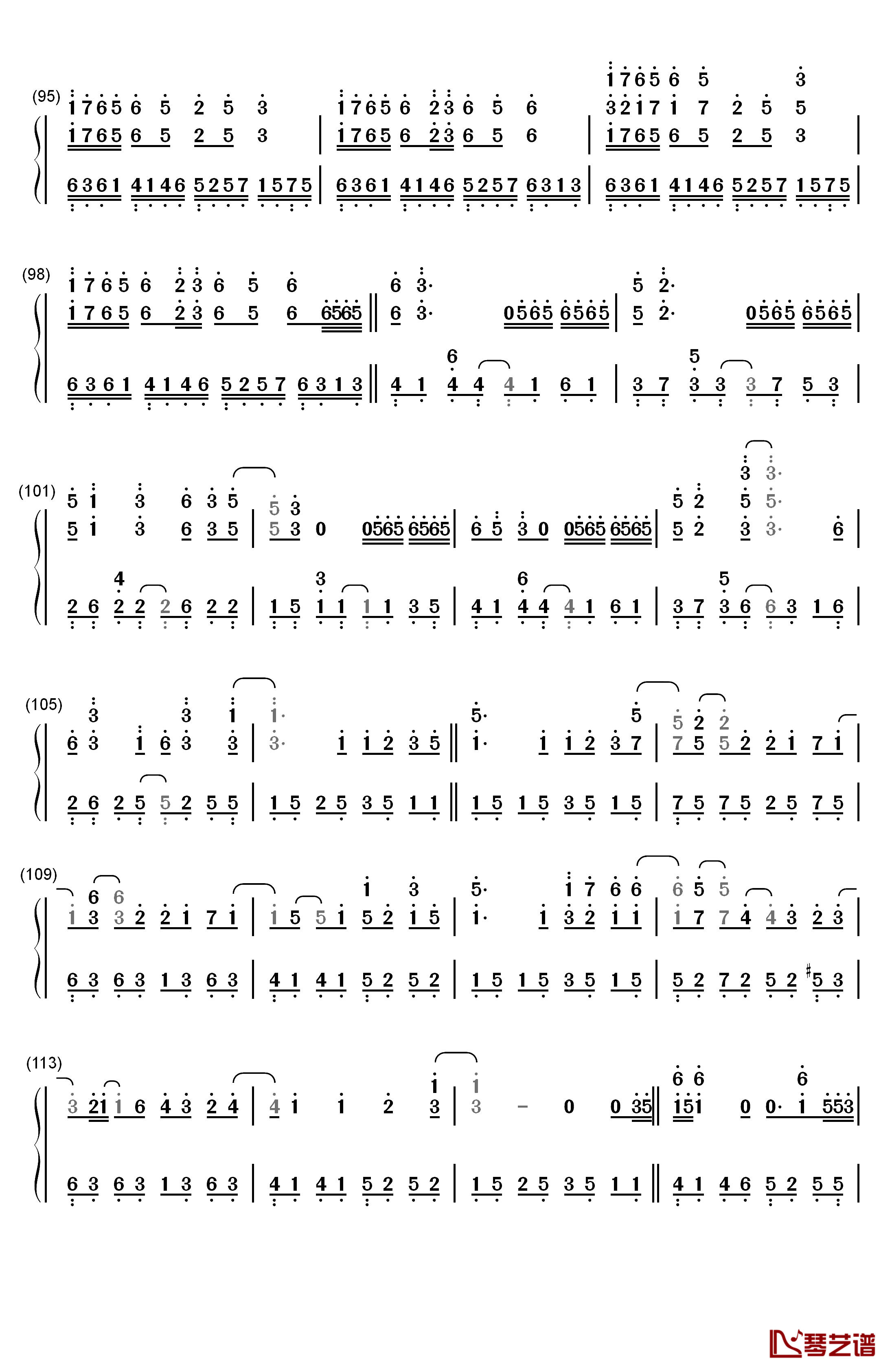 抖音神曲串烧钢琴简谱-数字双手-抖音5