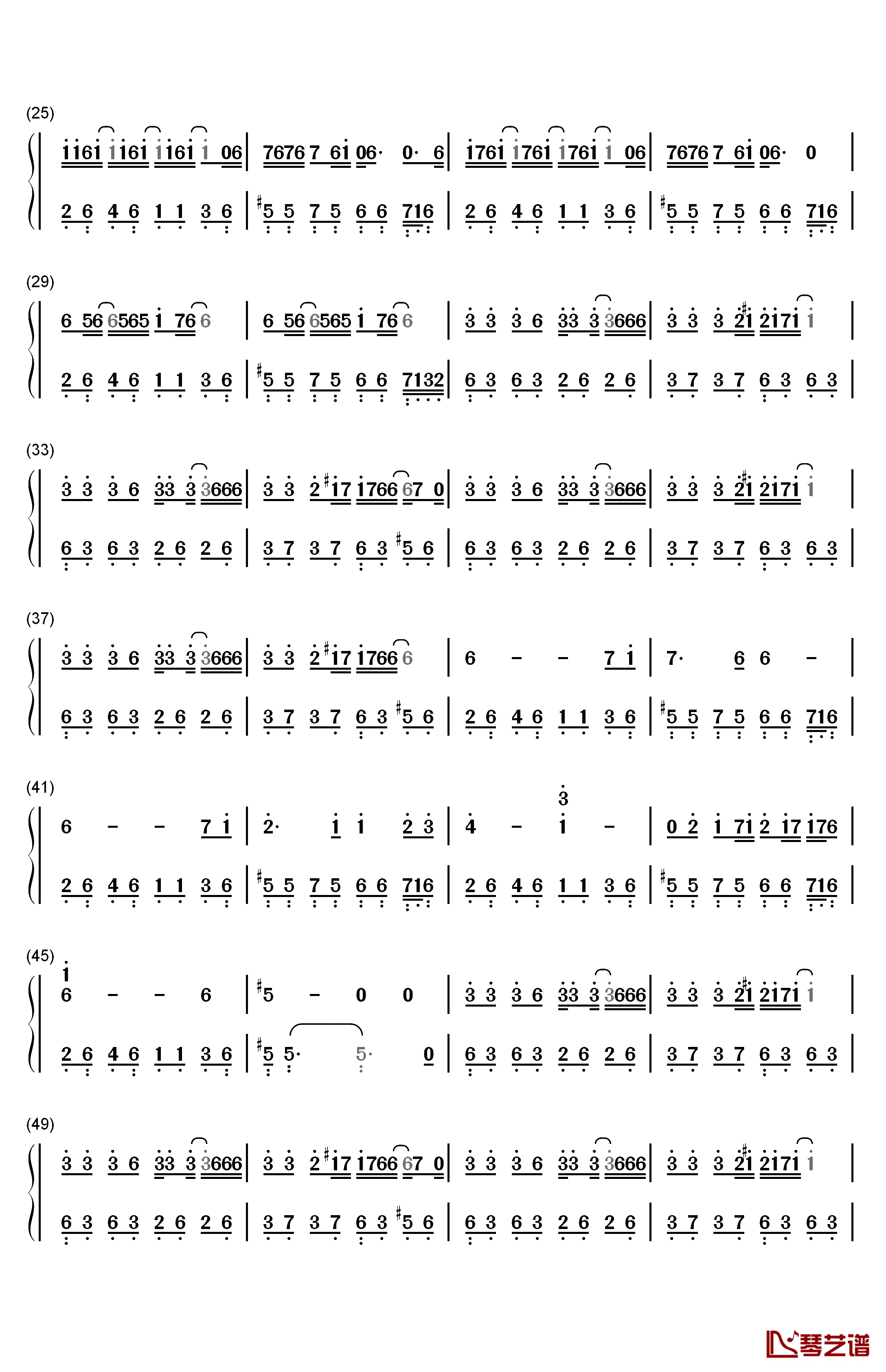 她的睫毛钢琴简谱-数字双手-周杰伦2