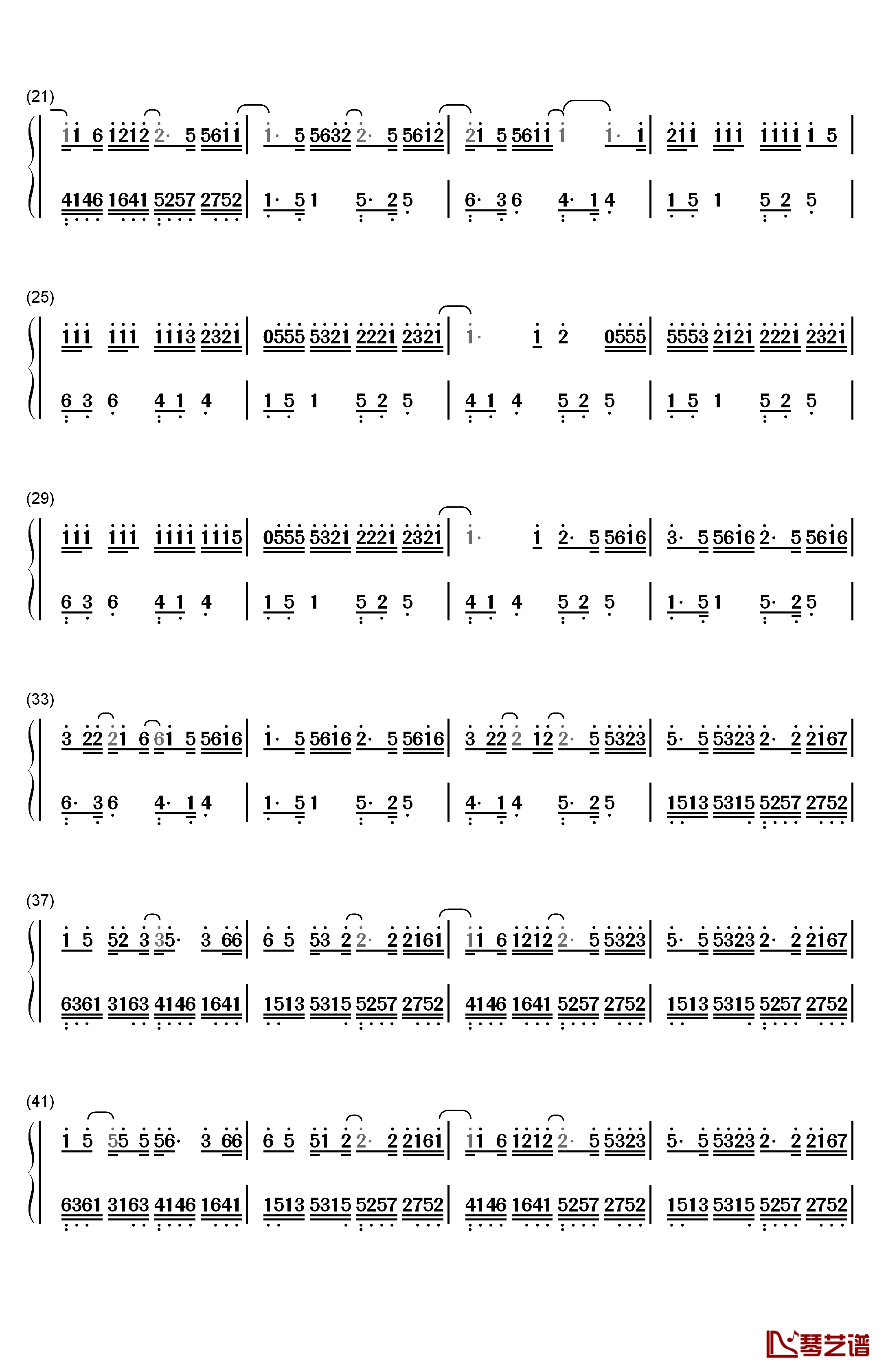 去年夏天钢琴简谱-数字双手-王大毛2