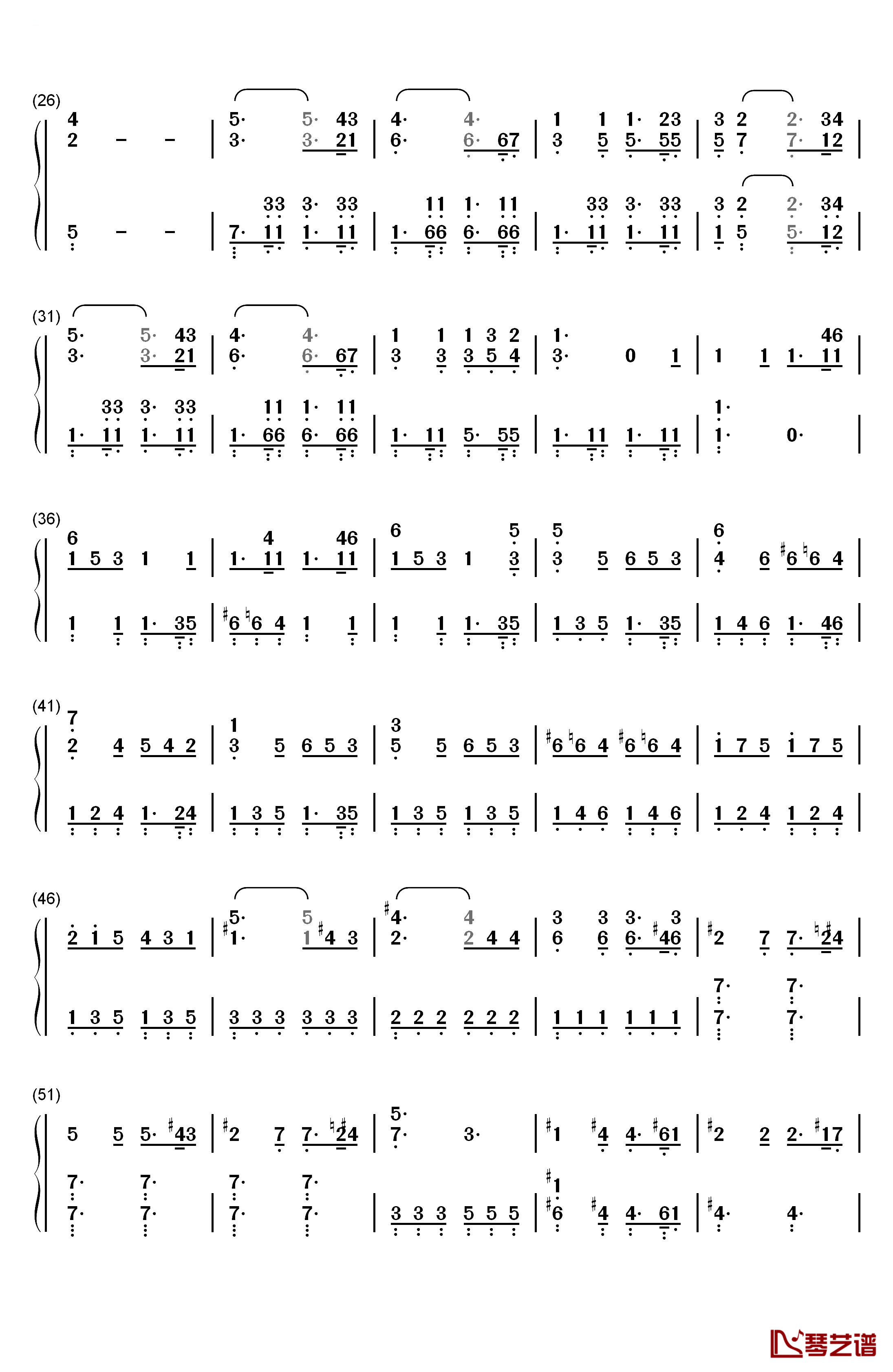 贝多芬第七号交响曲第一乐章钢琴简谱-数字双手-贝多芬2