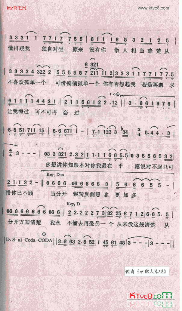 从不喜欢孤单一个简谱-彭家丽演唱1