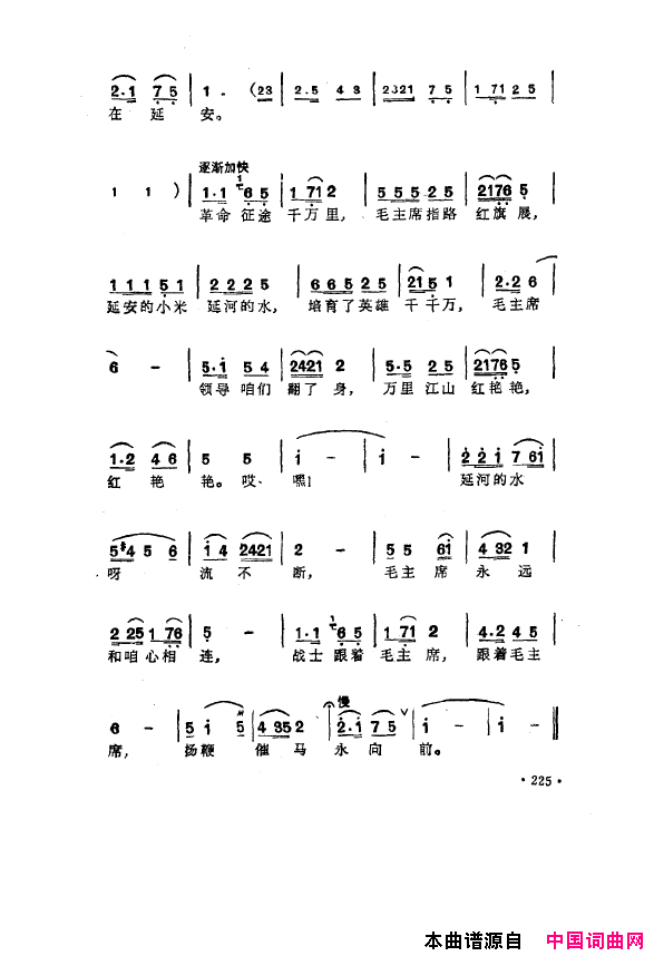 毛泽东之歌-红太阳歌曲集201-250简谱1