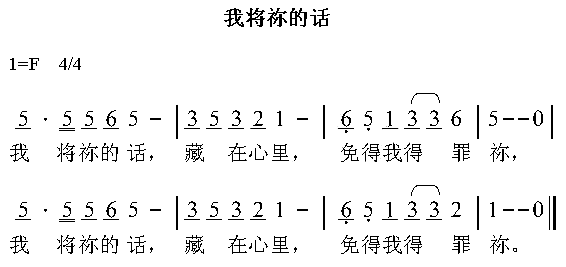 我将祢的话简谱1