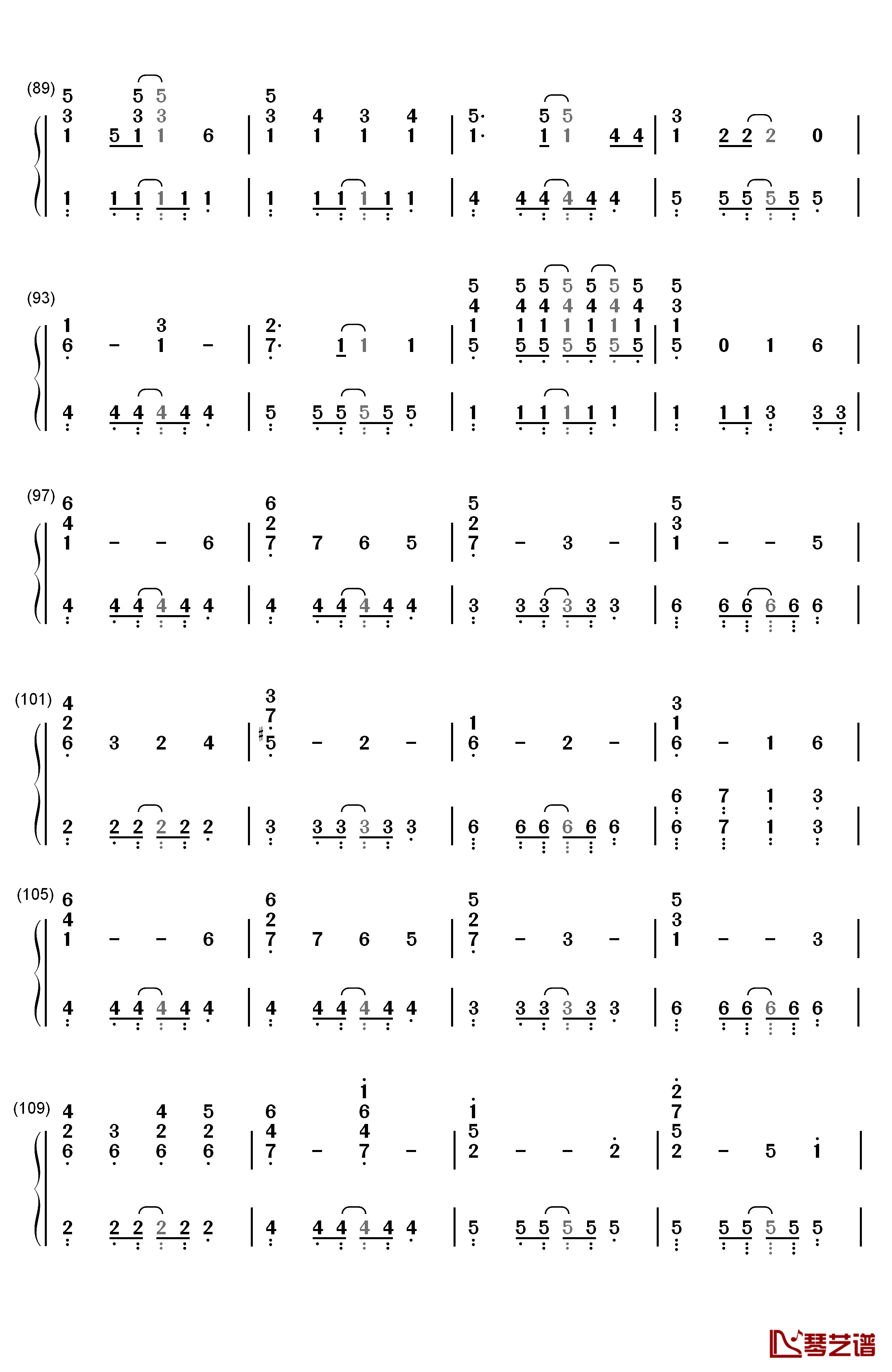 U&I钢琴简谱-数字双手-平泽唯5