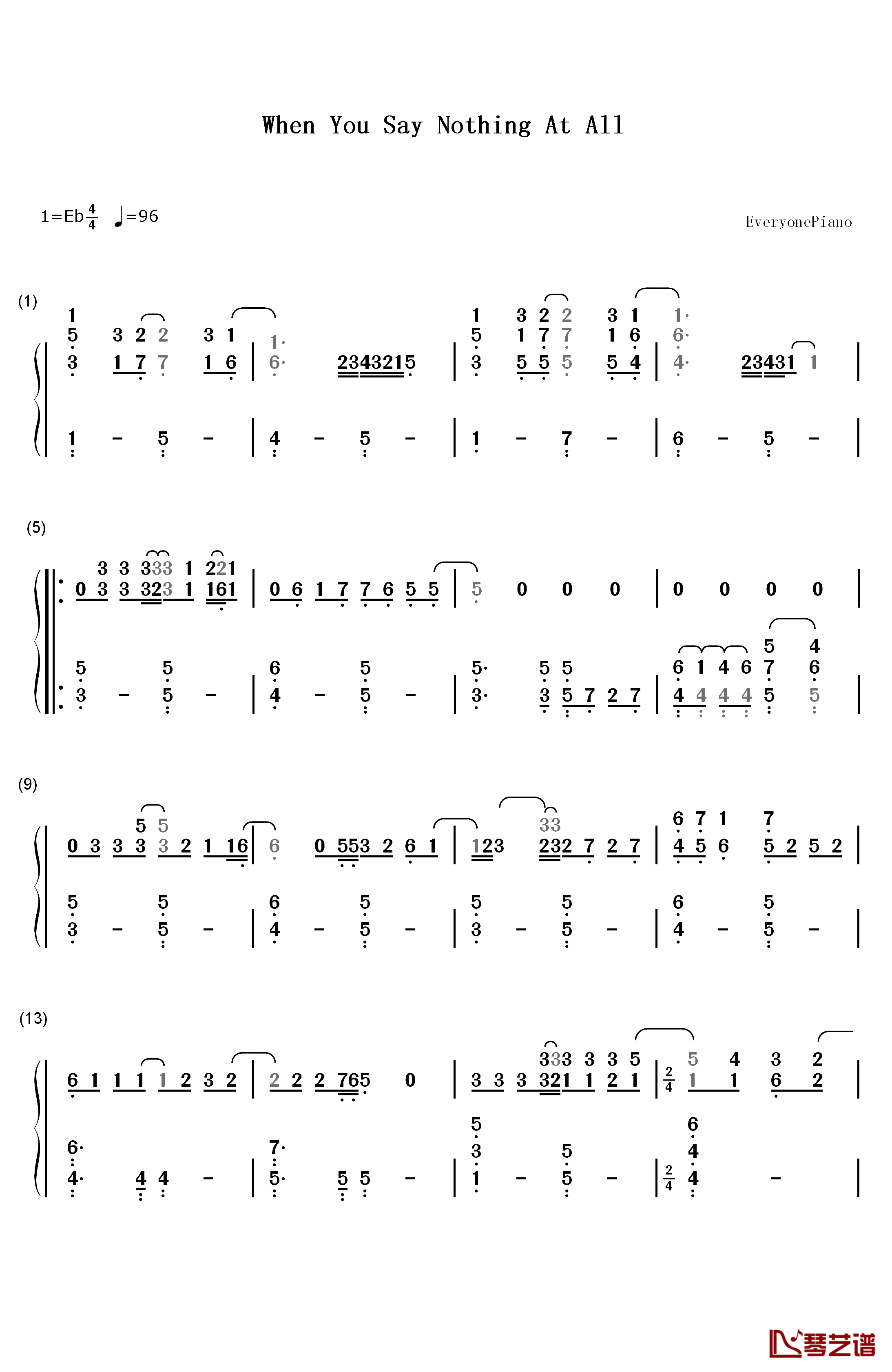 When You Say Nothing at All钢琴简谱-数字双手-Ronan Keating1