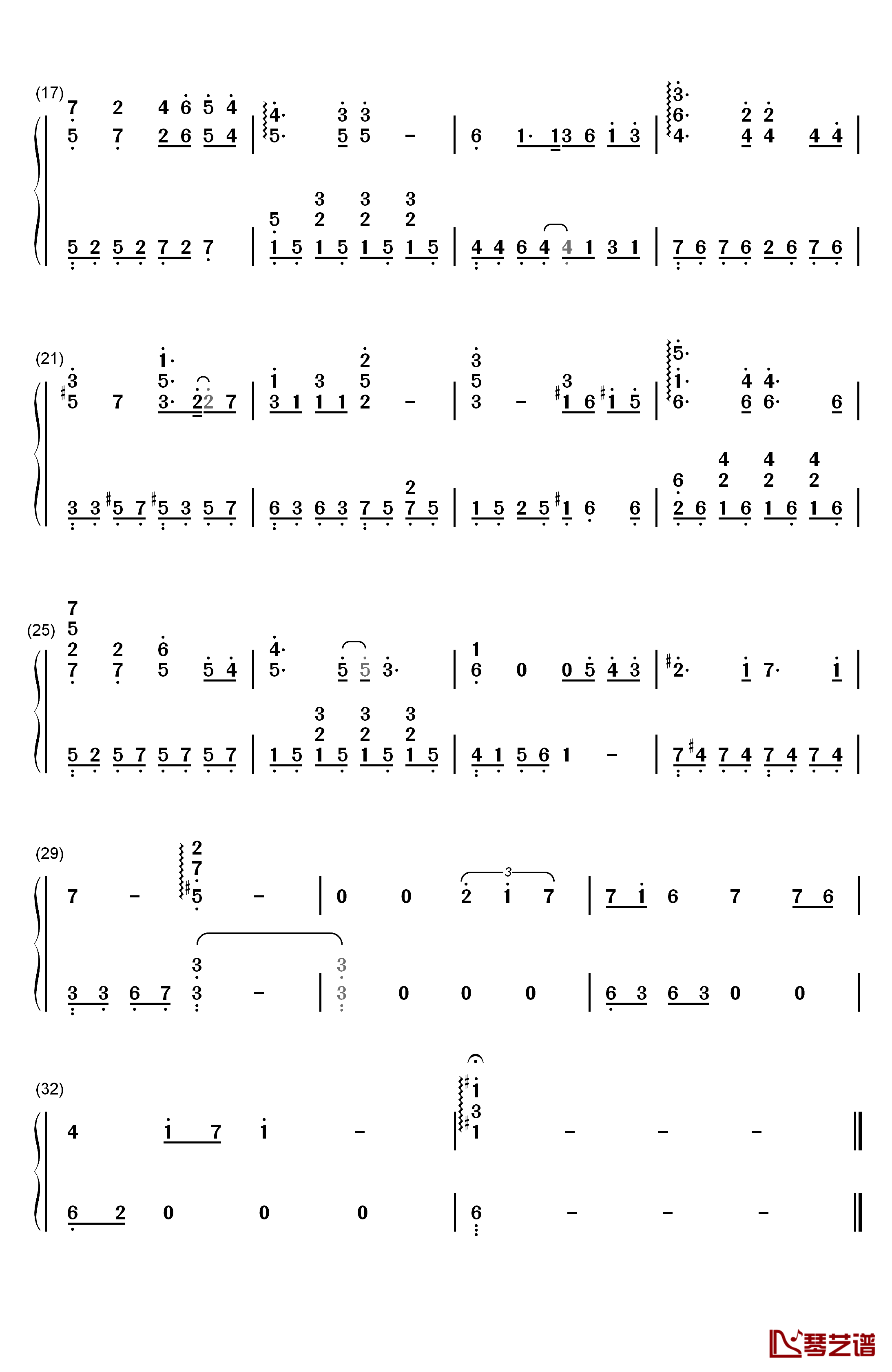 从前的我钢琴简谱-数字双手-陈洁仪2
