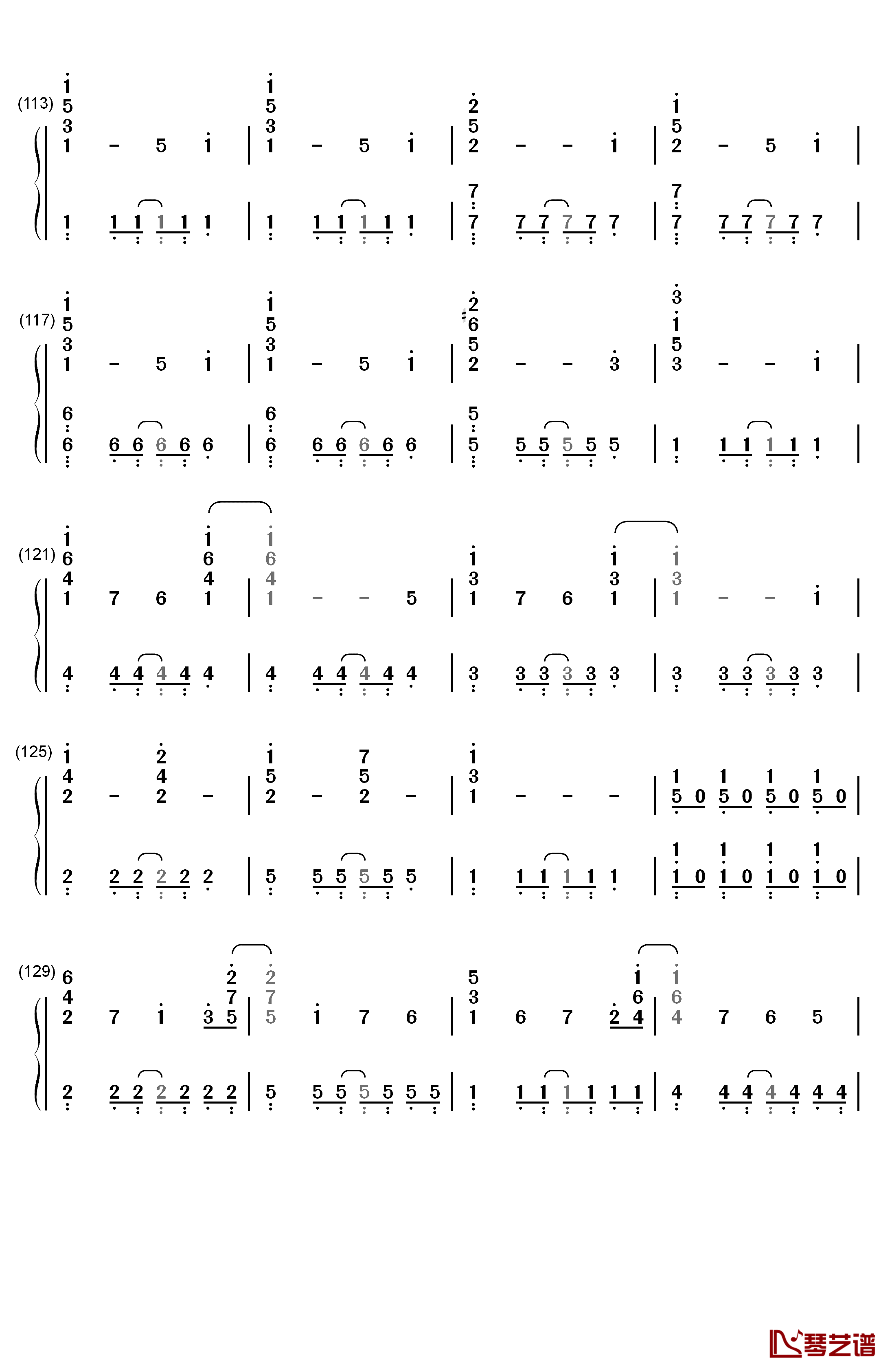 U&I钢琴简谱-数字双手-平泽唯6