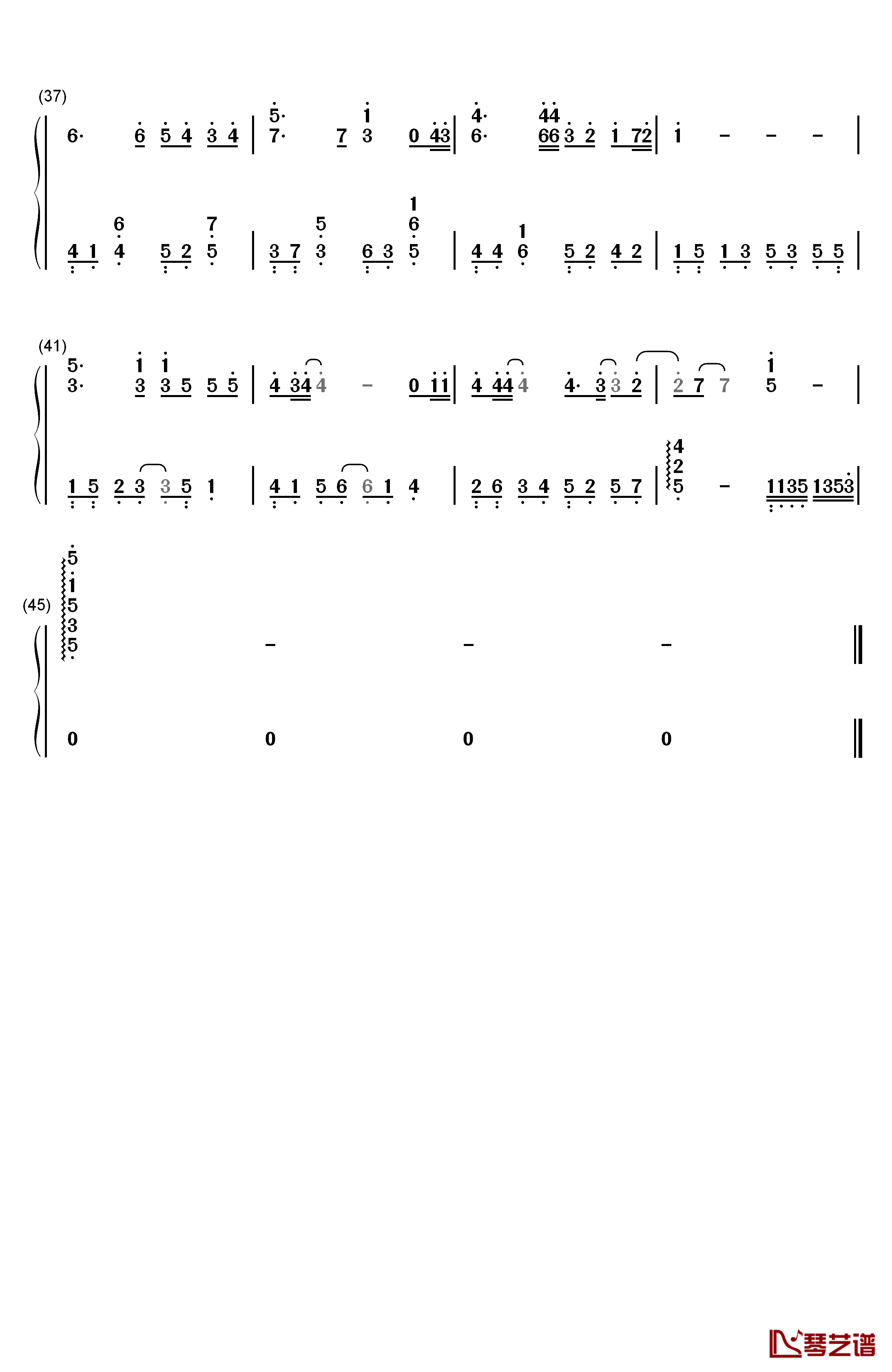 后来简易版钢琴简谱-数字双手-刘若英3