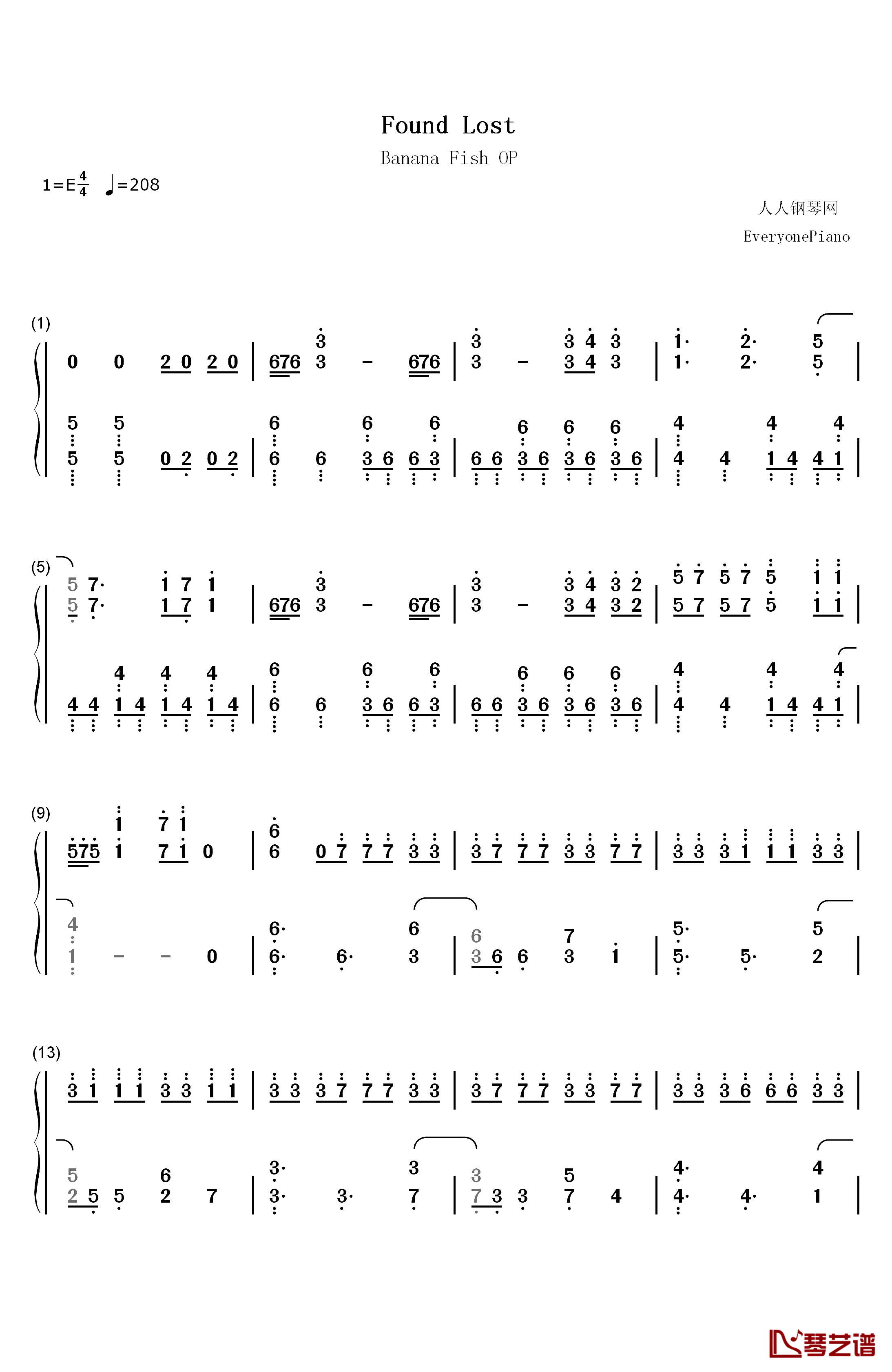 Found & Lost钢琴简谱-数字双手-Survive Said The Prophet1