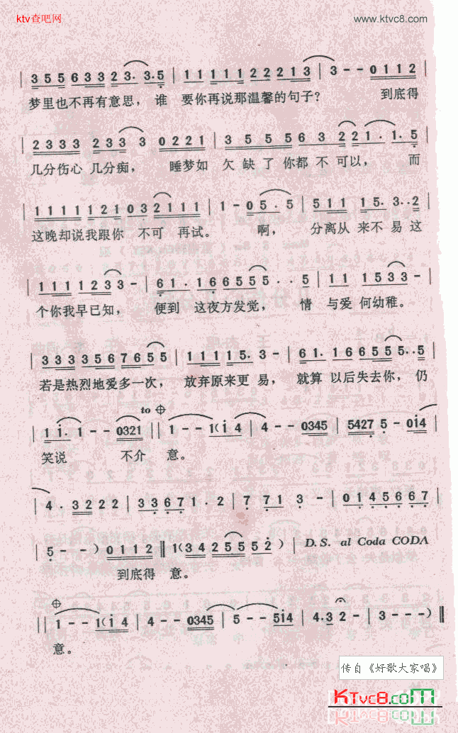 几分伤心几分痴简谱-王杰演唱1