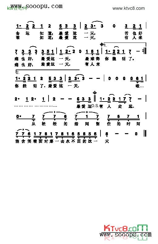 最爱这一天歌曲类简谱简谱-那英演唱1
