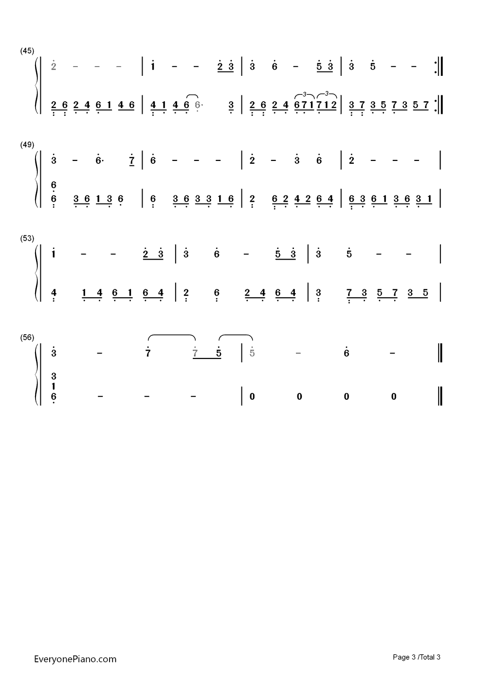 家乡钢琴简谱-数字双手-韩红3