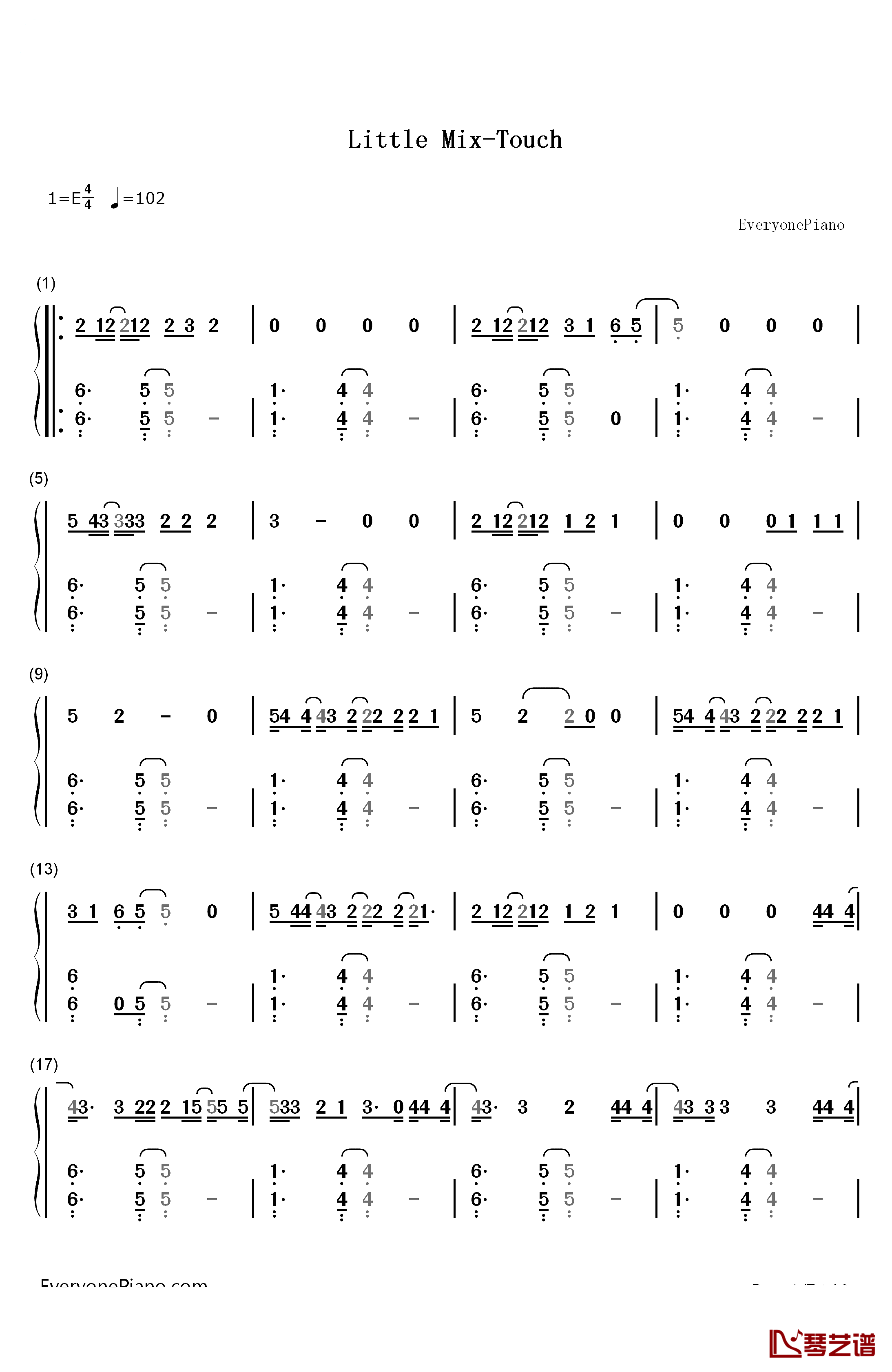 Touch钢琴简谱-数字双手-Little Mix1