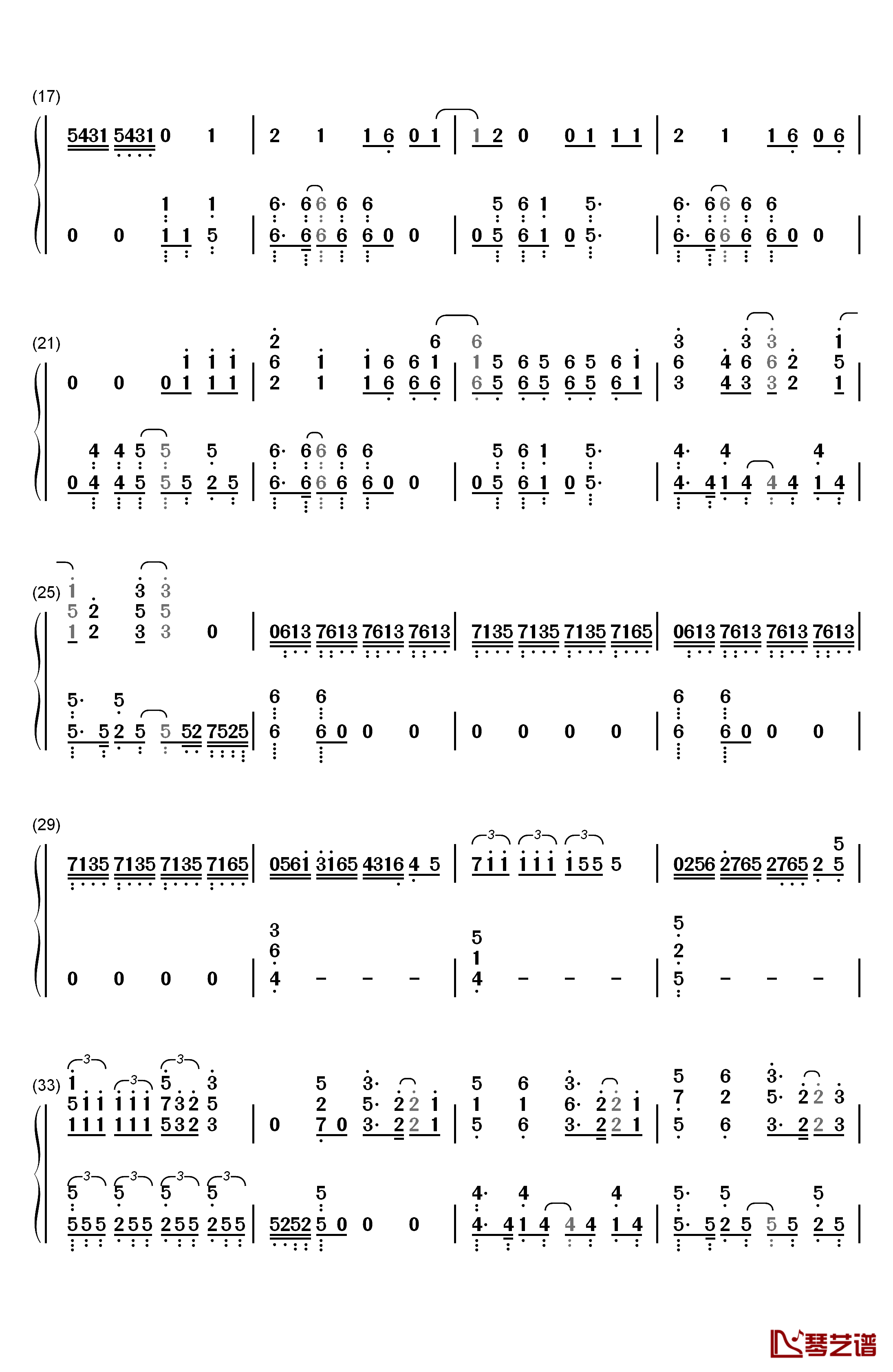 FAITH钢琴简谱-数字双手-MADKID2
