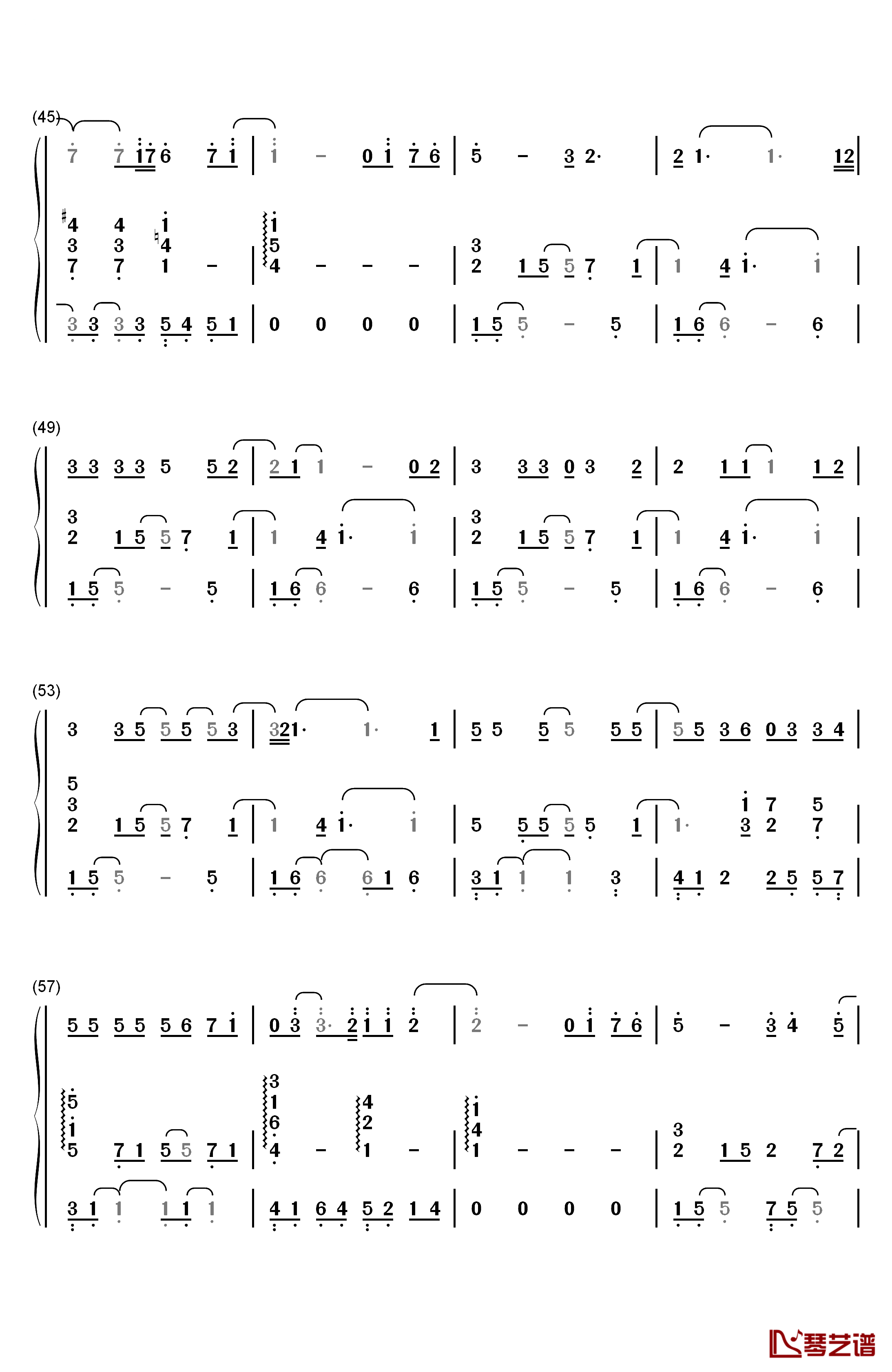 Journey钢琴简谱-数字双手-张韶涵4