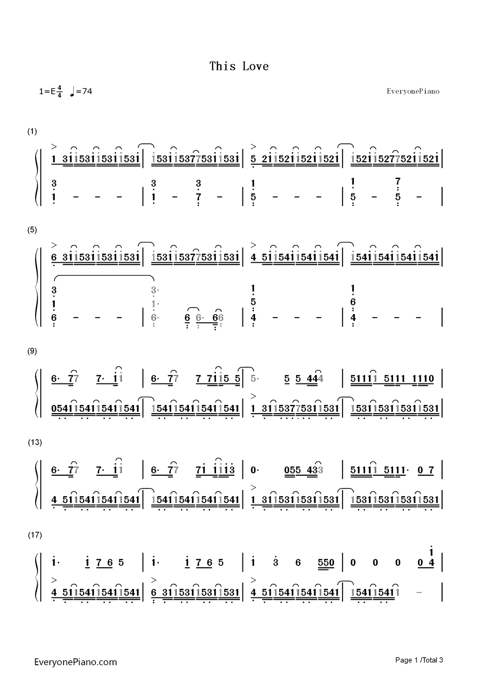 This Love钢琴简谱-数字双手-Taylor Swift1