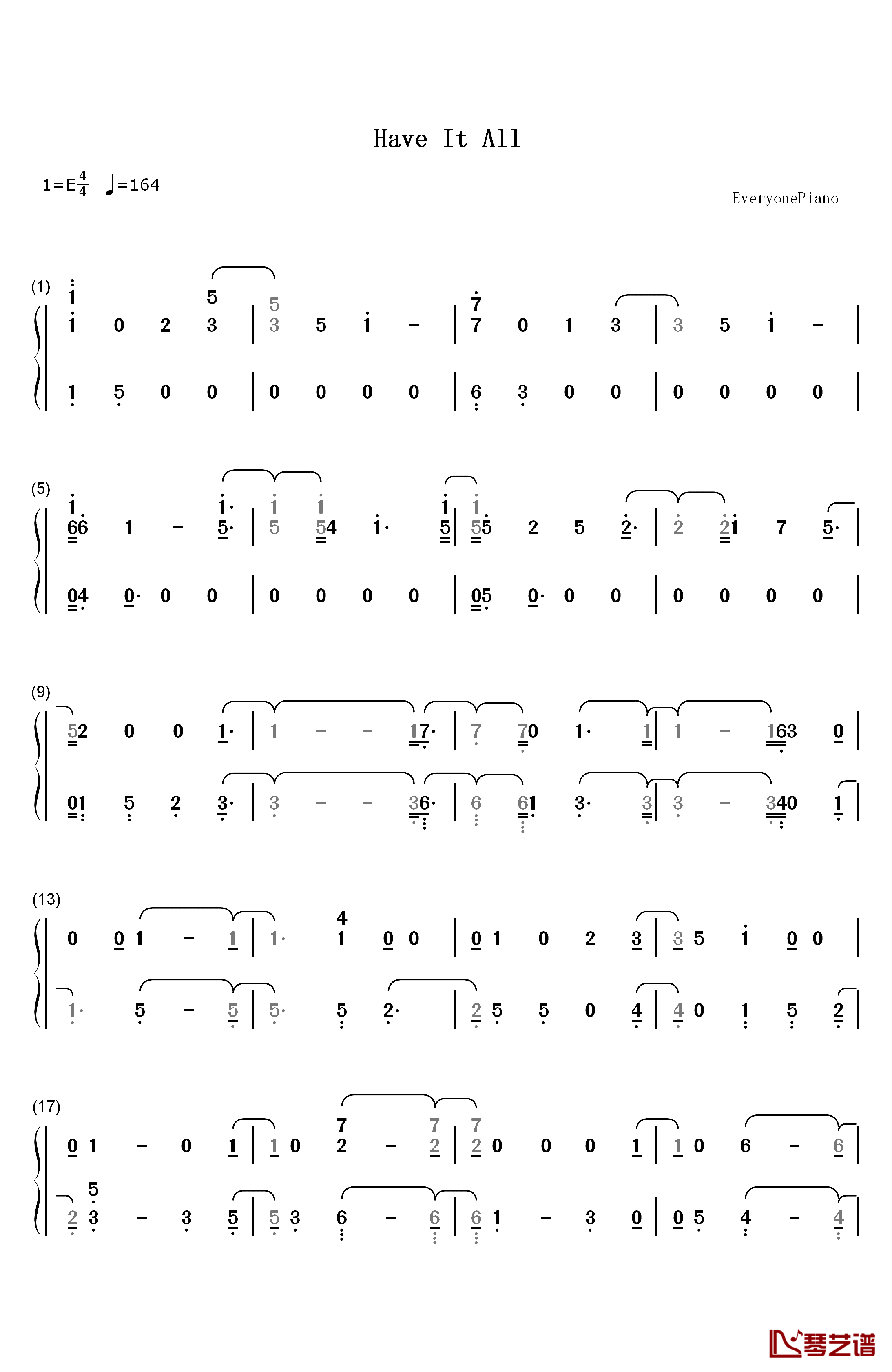 Have It All钢琴简谱-数字双手-Jason Mraz1