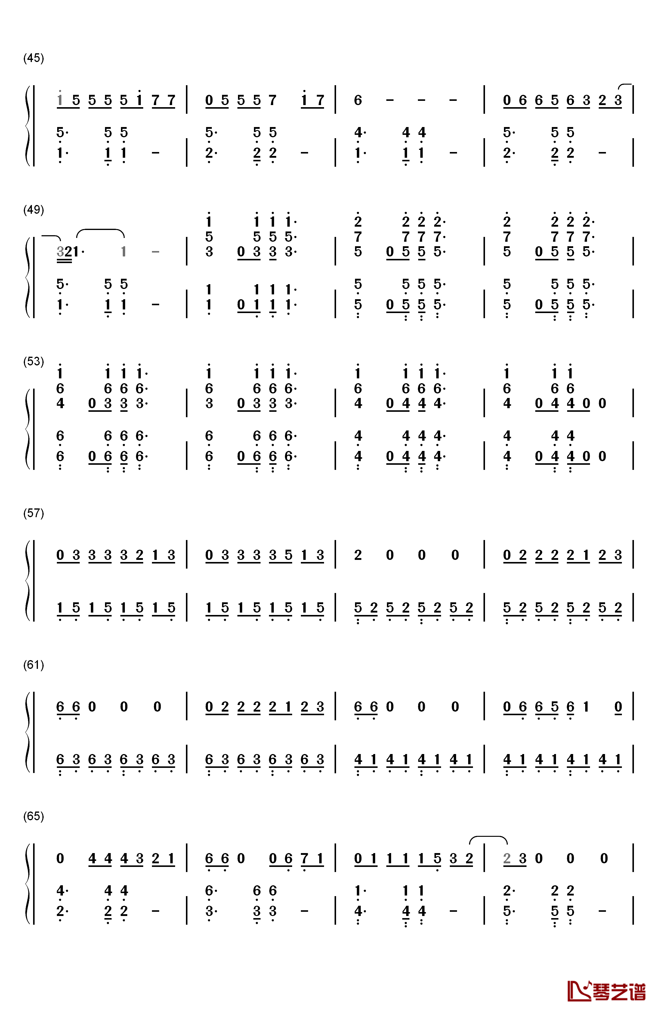欢乐颂钢琴简谱-数字双手-张江3
