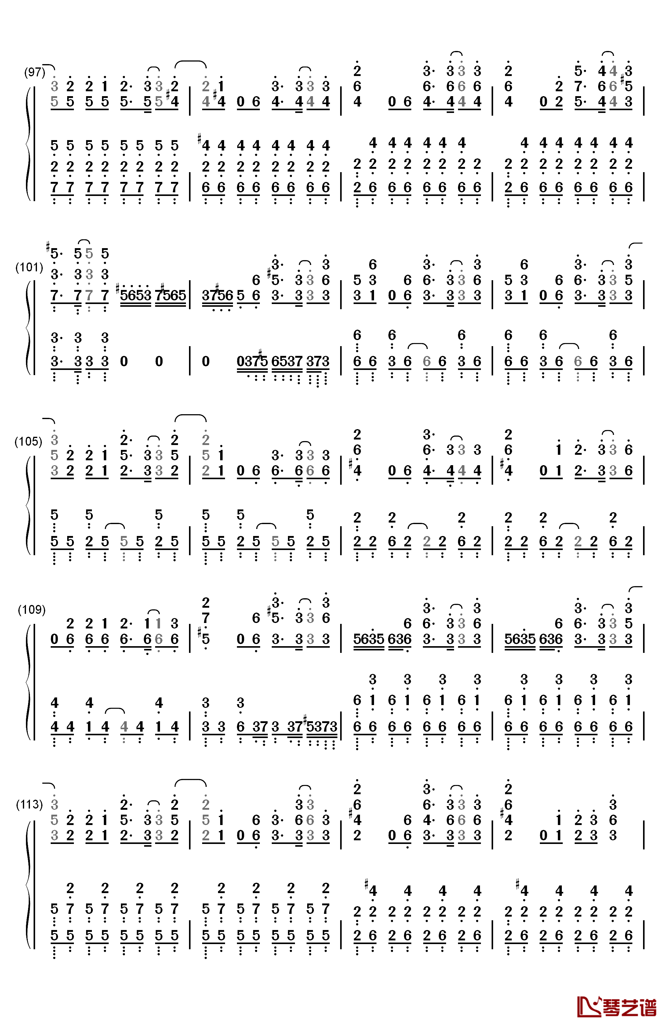 99.9钢琴简谱-数字双手-MOB CHOIR sajou no hana6